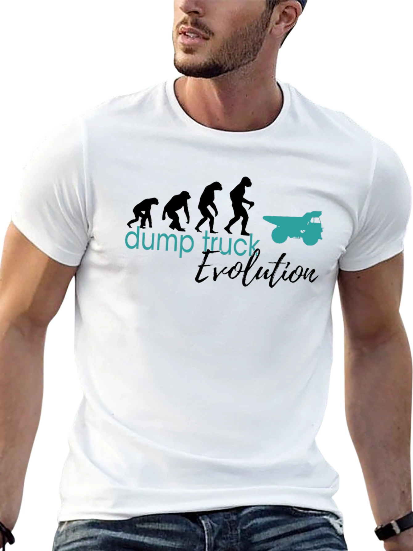 Black Dump Truck Evolution T-Shirt - Funny Construction Tee view 13
