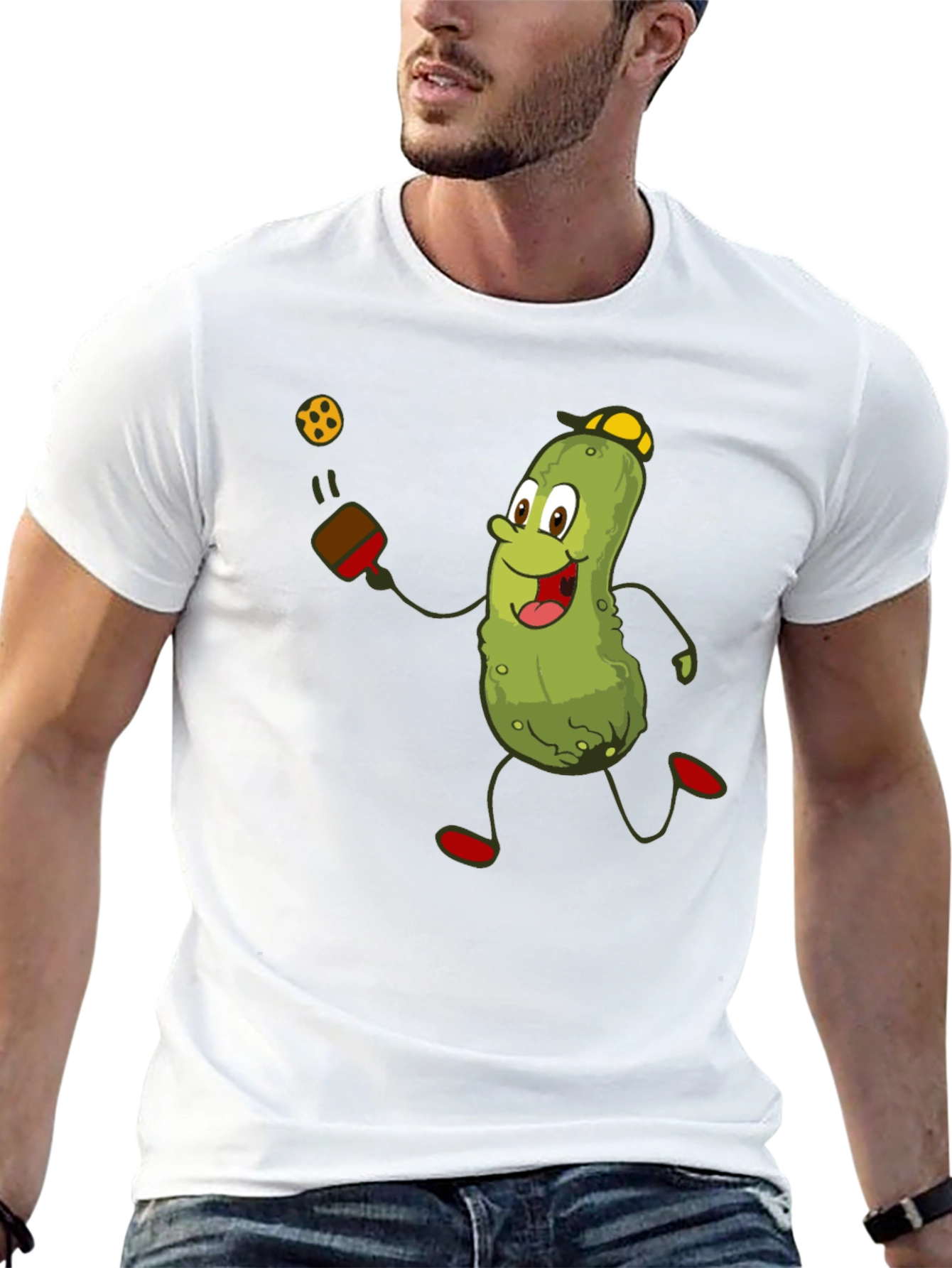 Black Pickleball Pickle T-Shirt - Funny Cartoon Player Tee view 13
