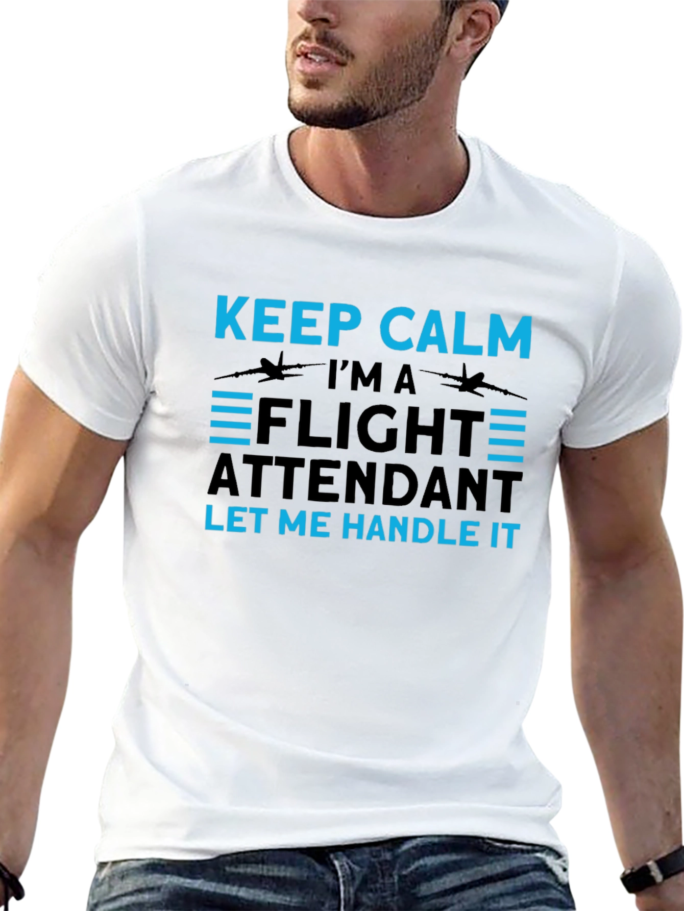 Black Keep Calm Flight Attendant Black Tee view 13