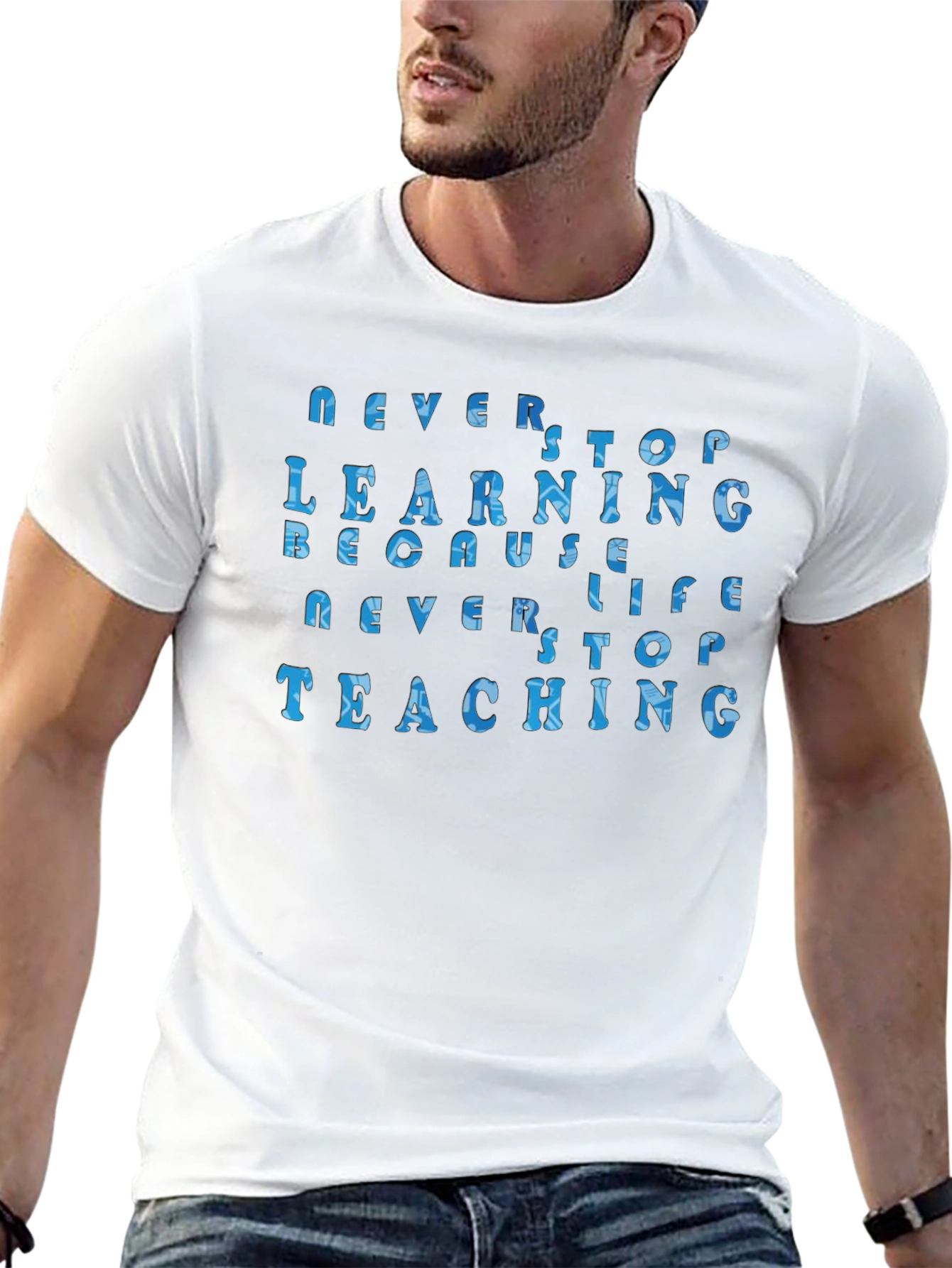 Black Never Stop Learning Unisex T-Shirt view 13