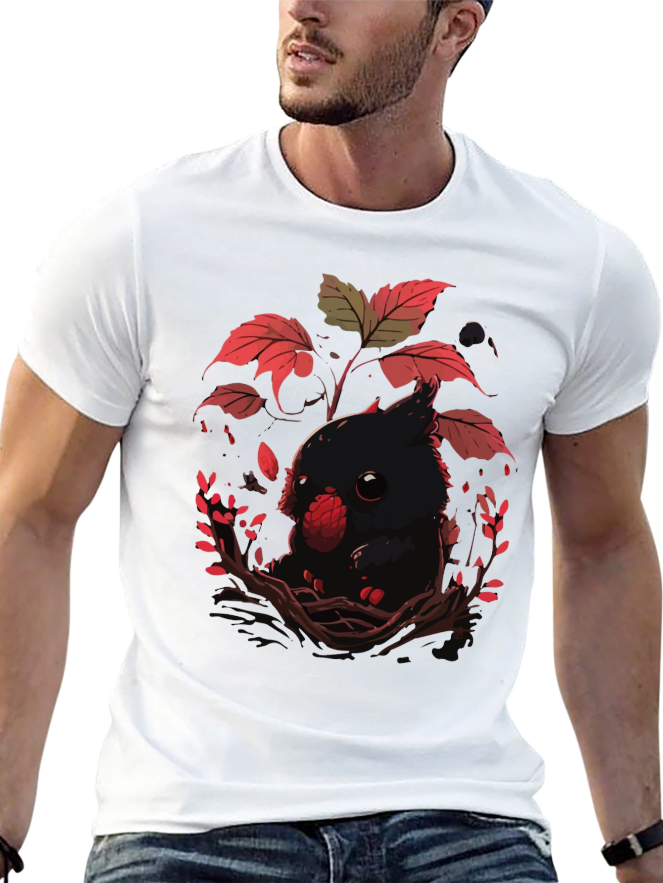 Black Cute Raven T-Shirt - Dark Academia Style view 13