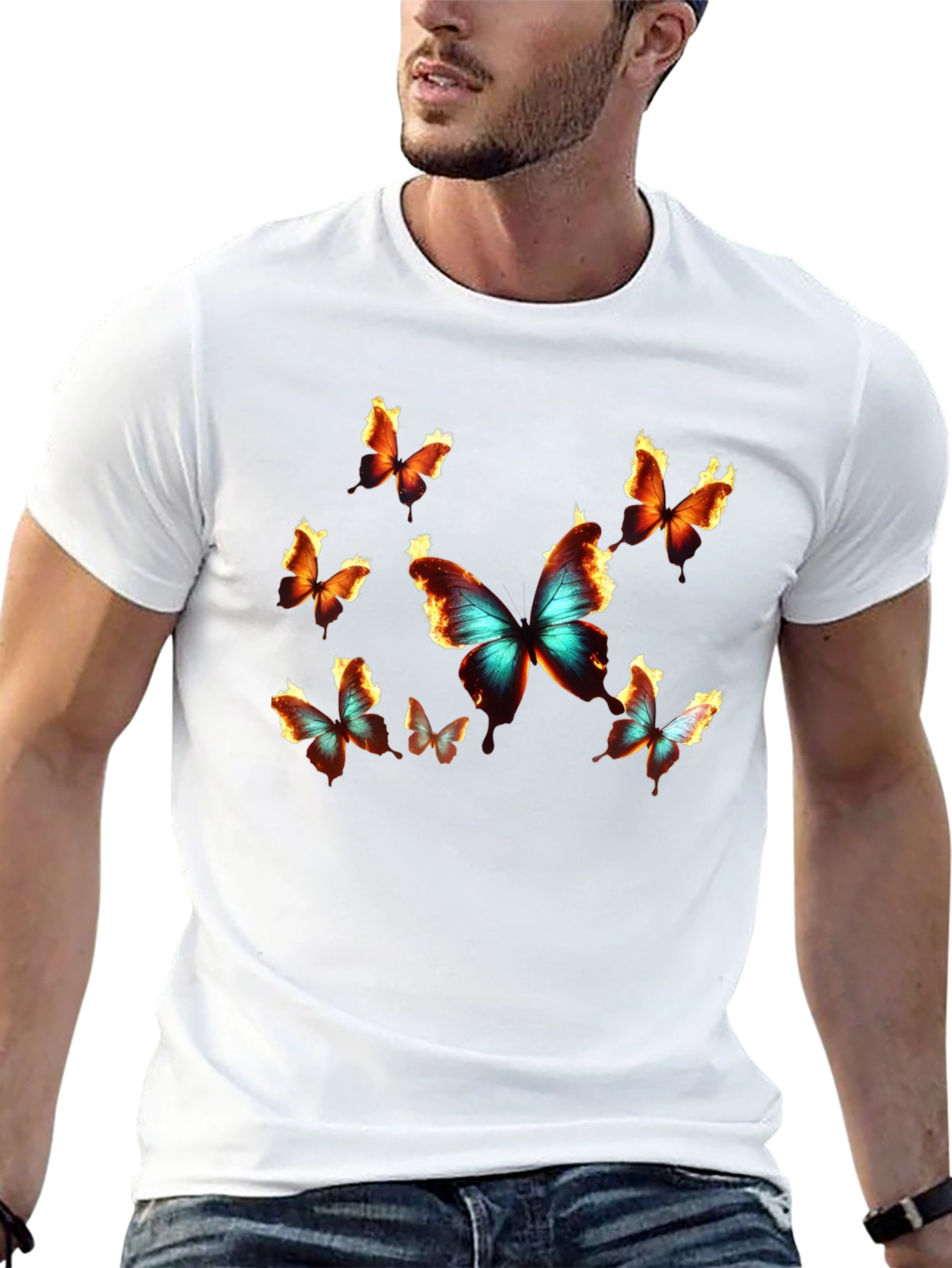 Black Butterfly Graphic Print Crew Neck T-Shirt view 13