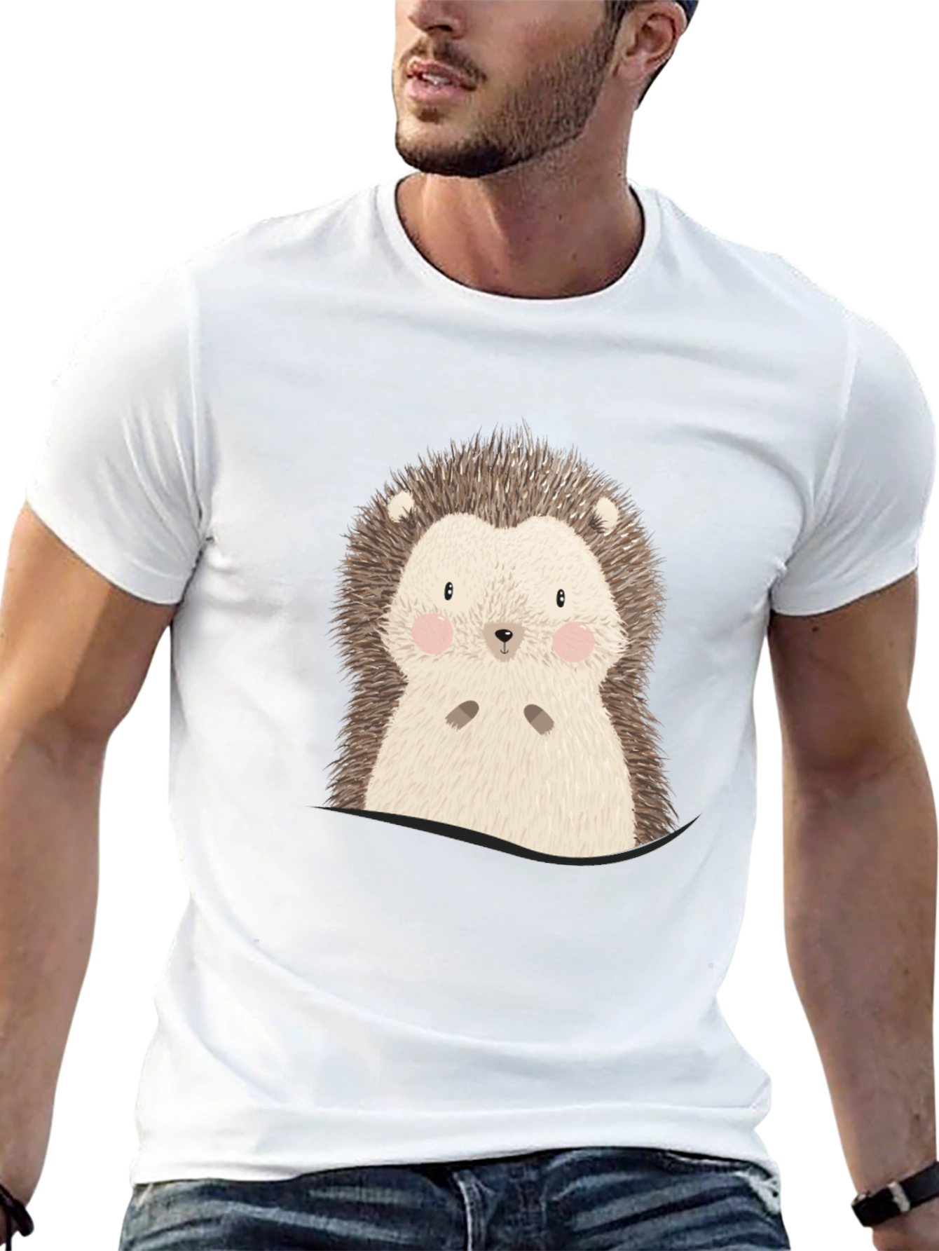 Black Cute Hedgehog Graphic Tee - Soft Cotton Blend view 13