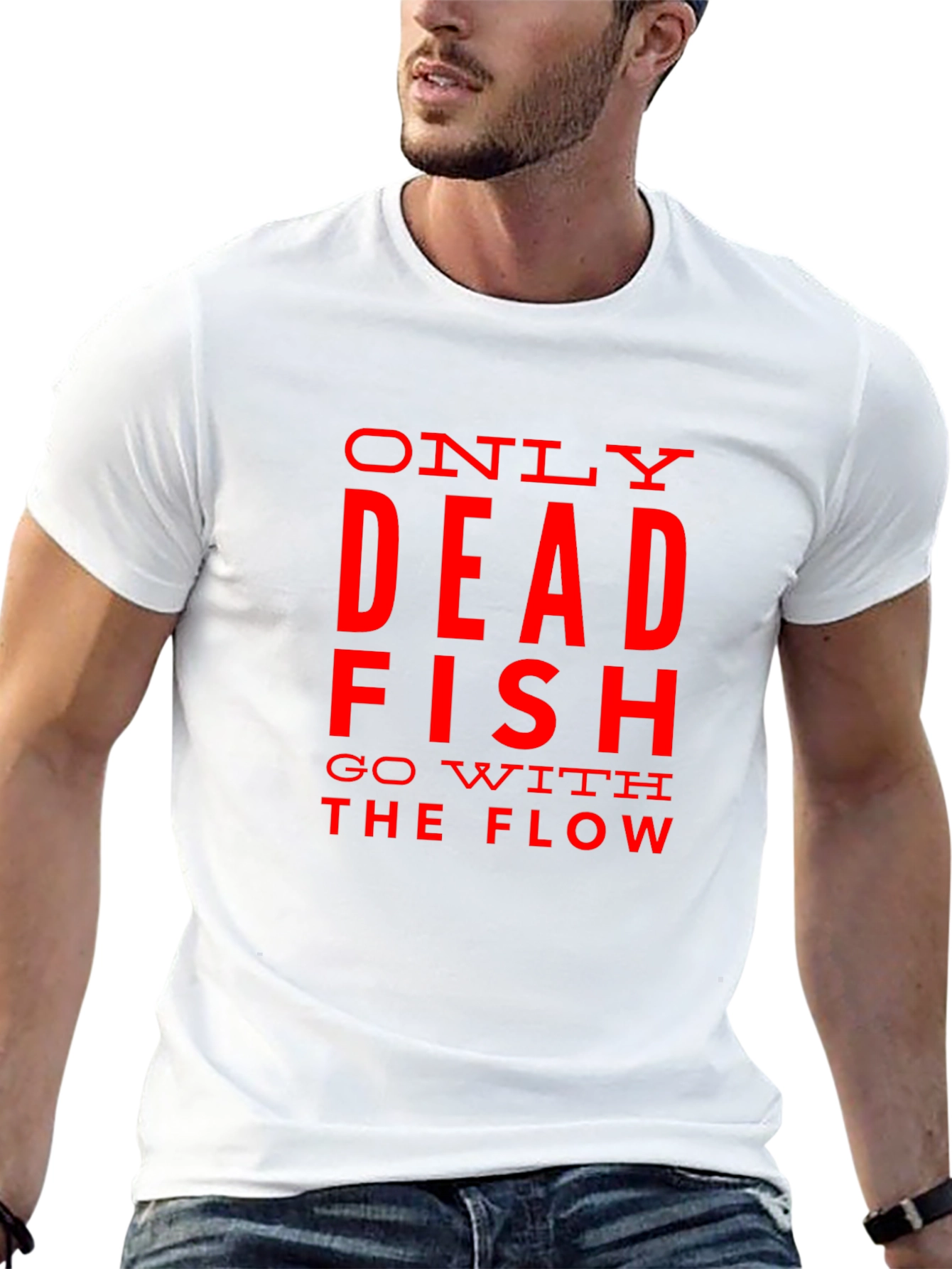 Black Only Dead Fish Go with the Flow Graphic T-Shirt view 13