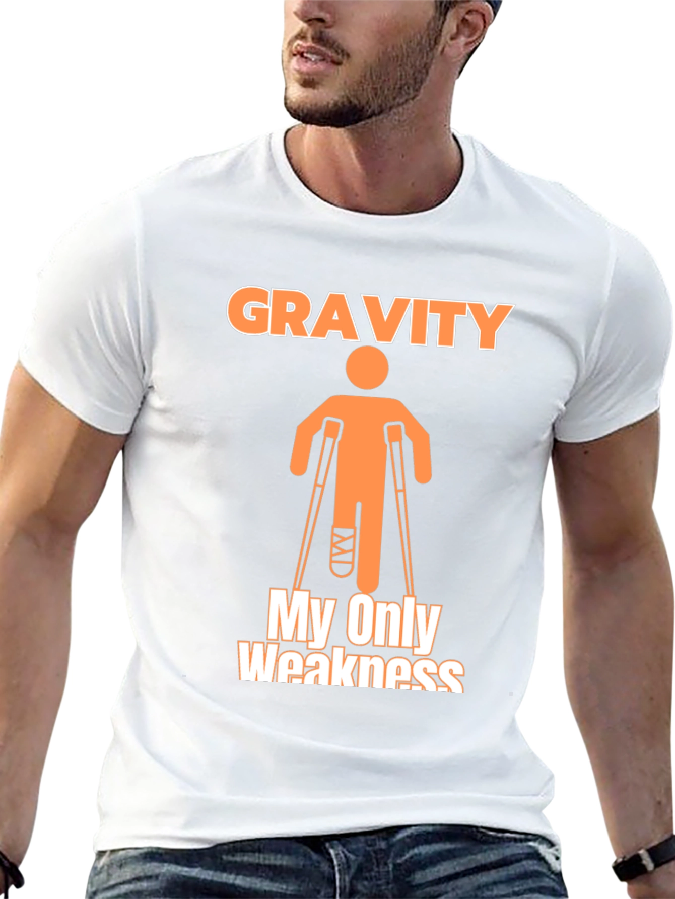 Black Gravity My Only Weakness T-Shirt Funny Broken Leg Humor view 13
