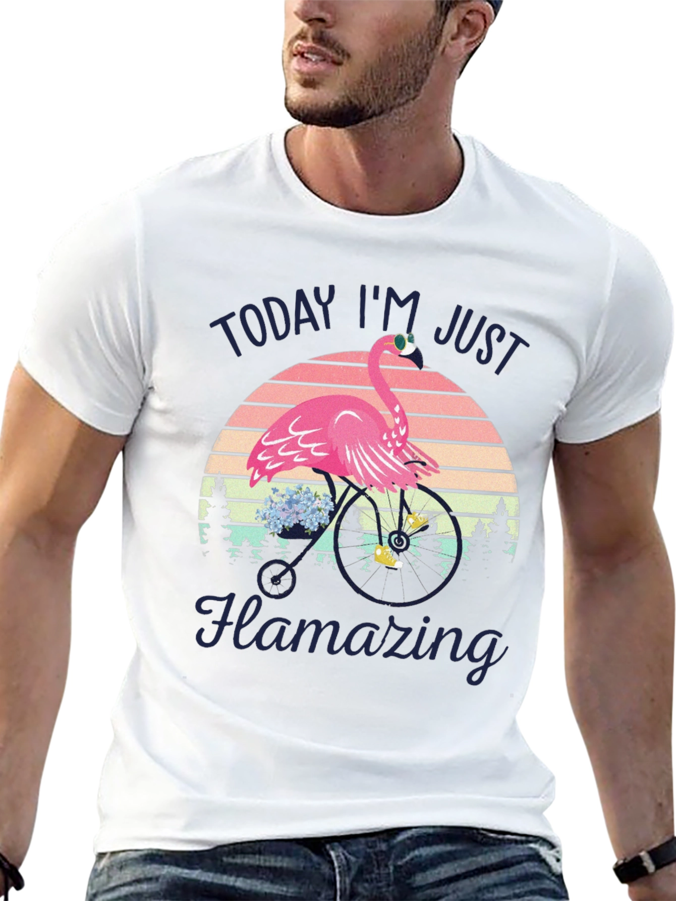 Black Flamazing Flamingo on Bike T-Shirt - Quirky Graphic Tee view 13