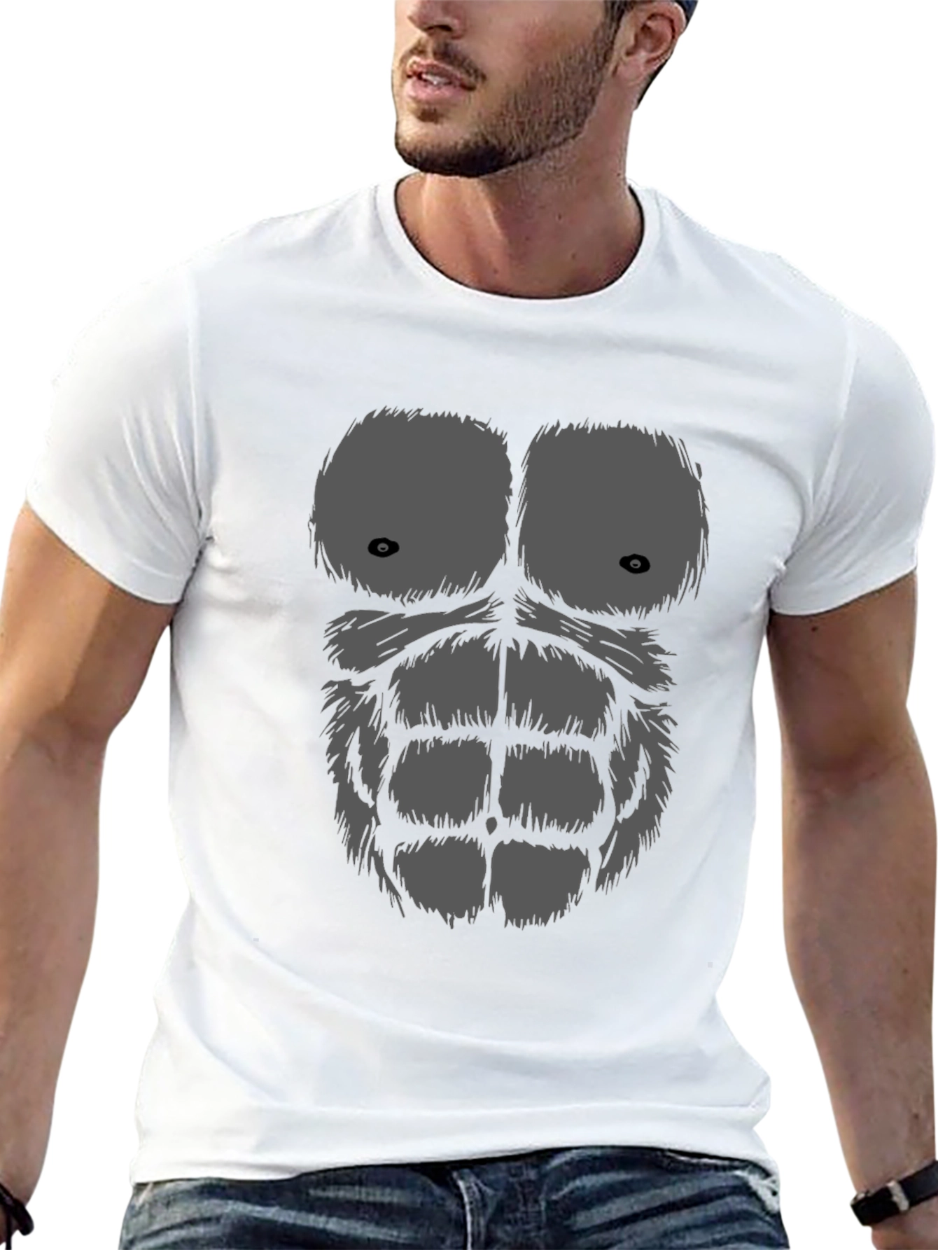 Black Funny Gorilla Chest Graphic T-Shirt view 13