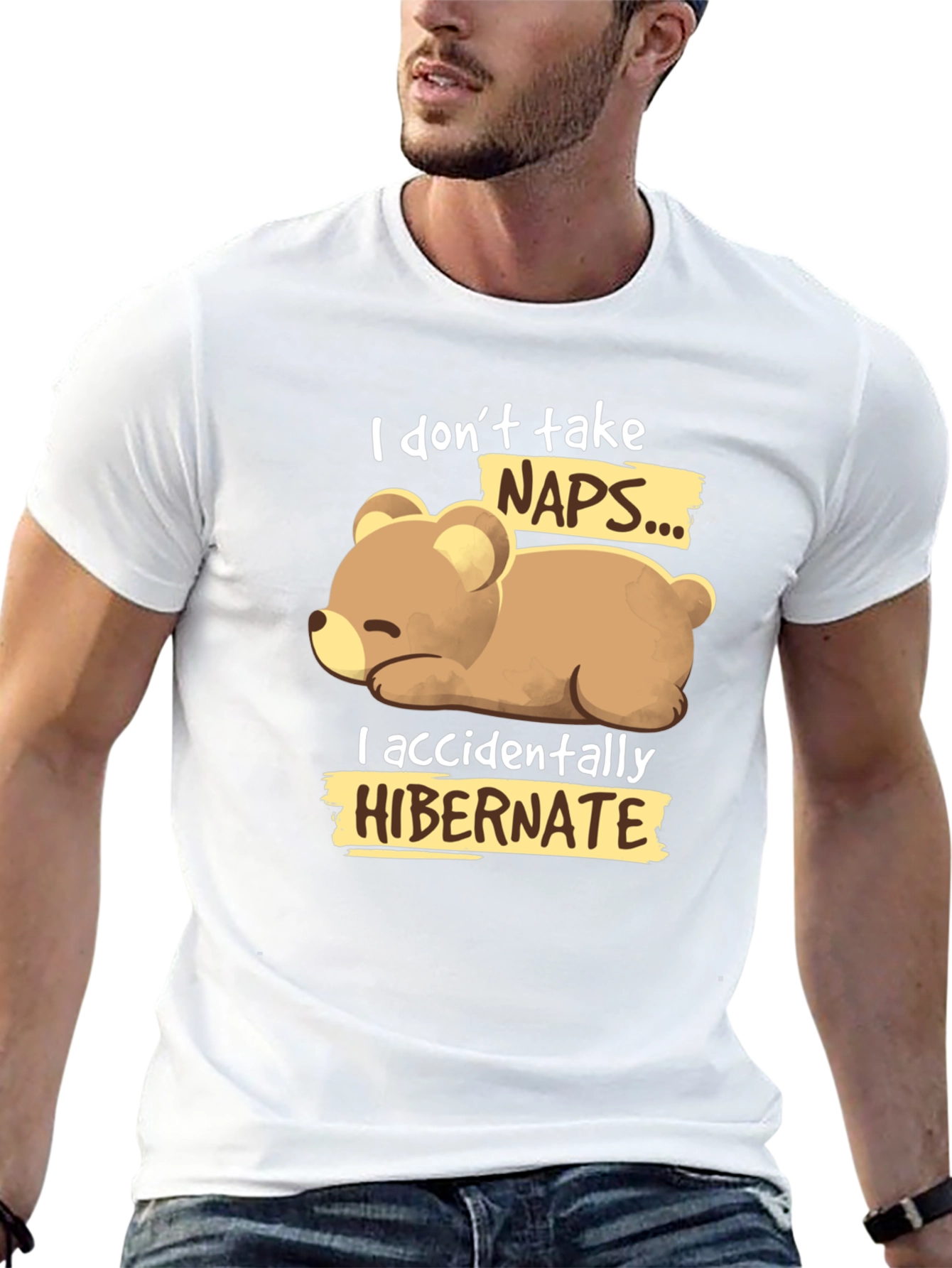 Black Funny Bear Hibernation T-Shirt - Novelty Sleep Tee view 13