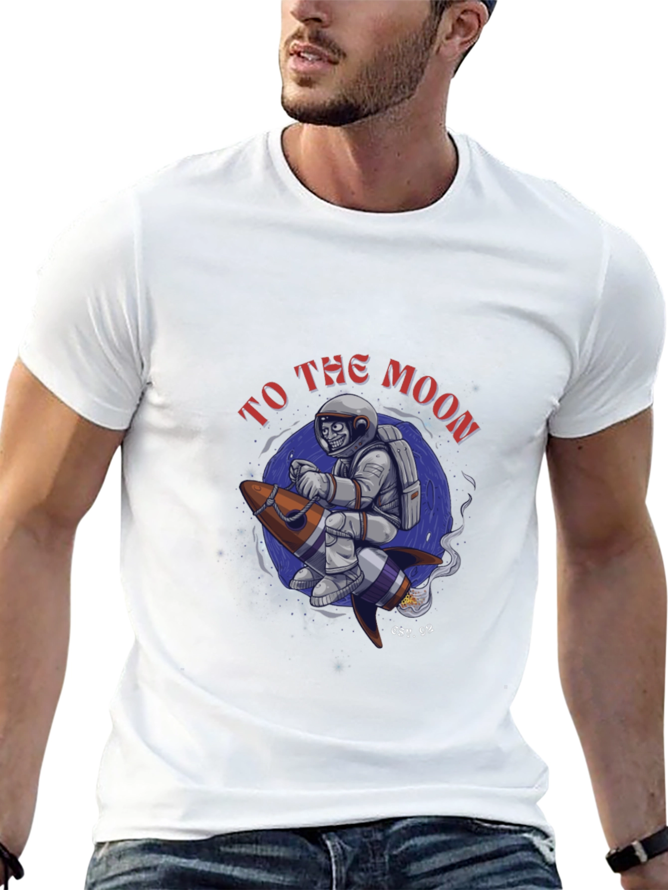 Black To the Moon Astronaut Black T-Shirt view 13