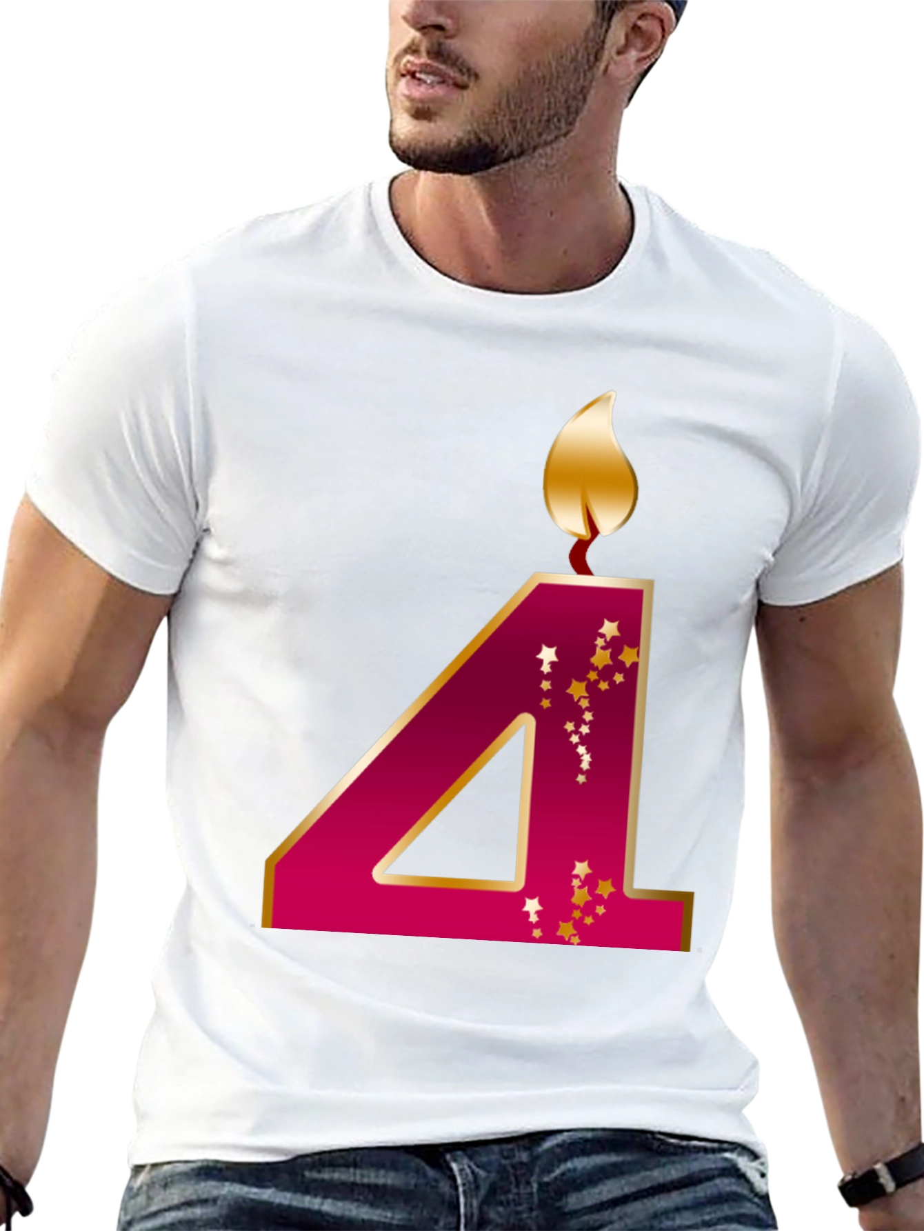 Birthday Number 4 Candle T-Shirt - 13