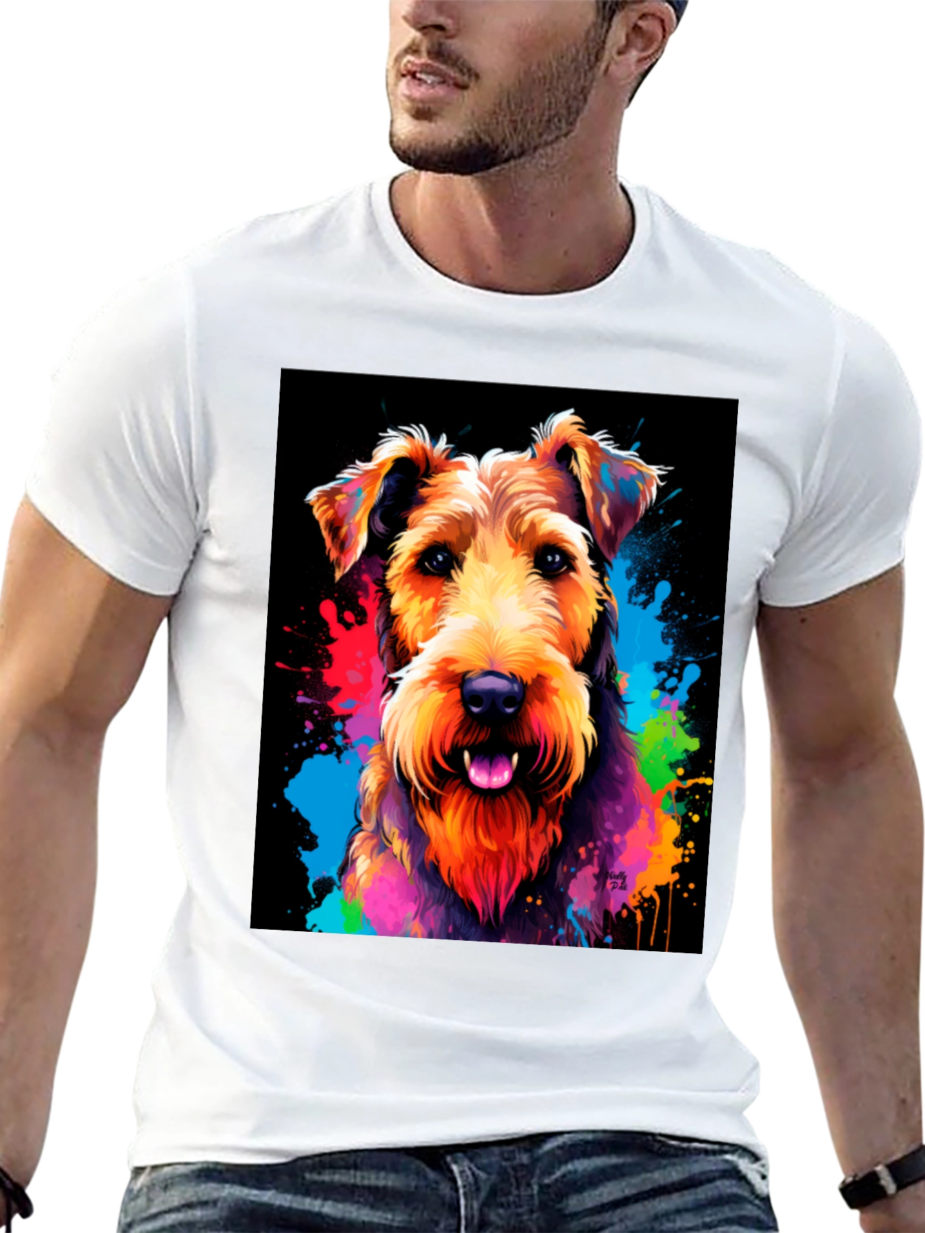 Black Colorful Dog Graphic T-Shirt view 13