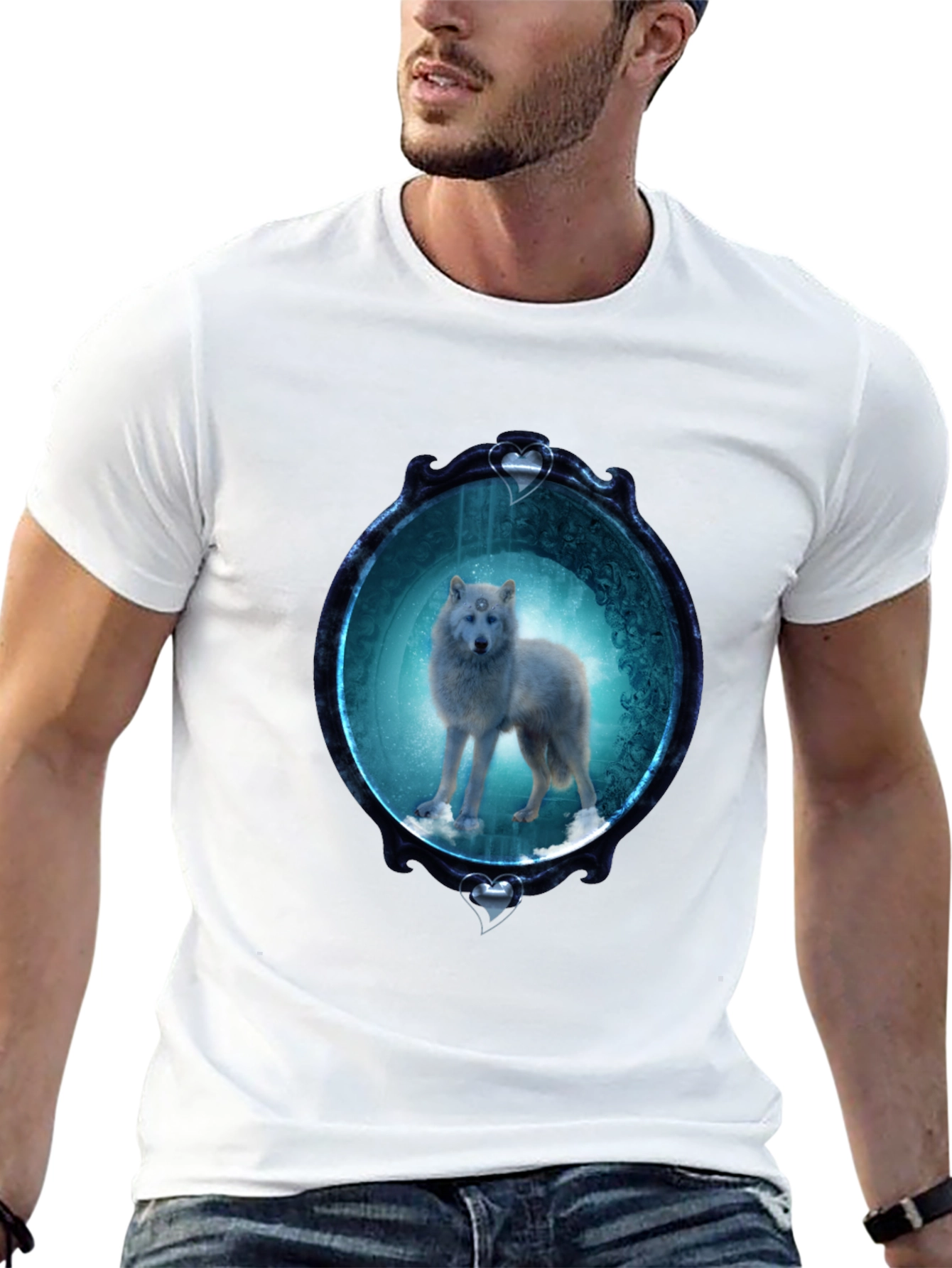 Black Wolf in Mirror Graphic Tee - Black view 13