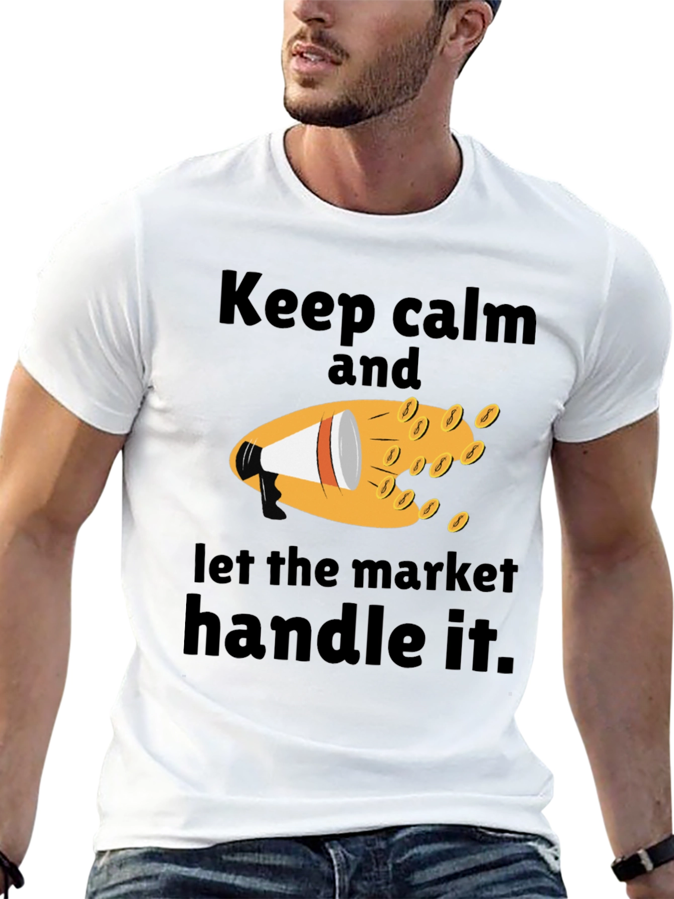 Black Keep Calm Market Handle Black Graphic Tee view 13