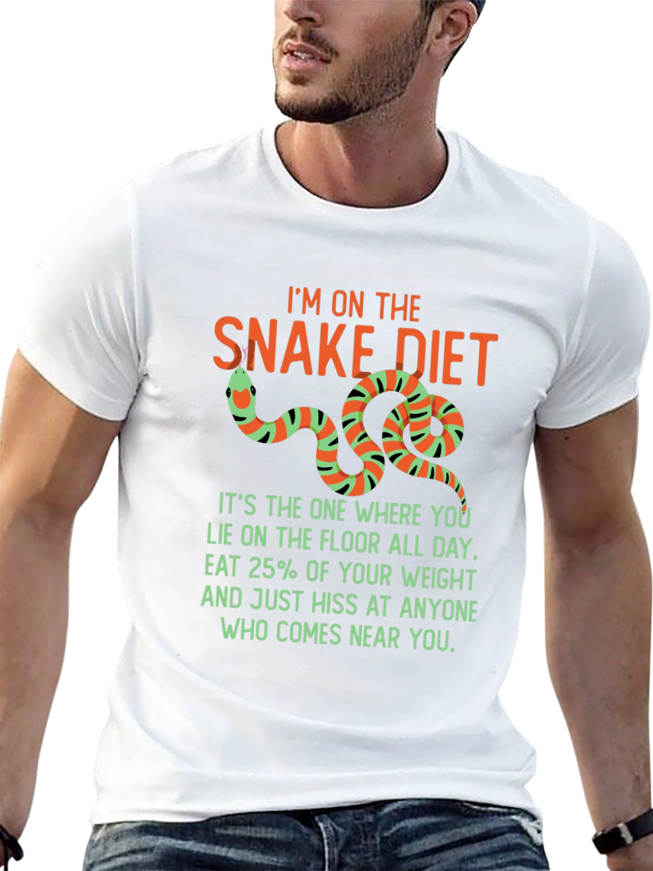 Black Funny Snake Diet T-Shirt view 13