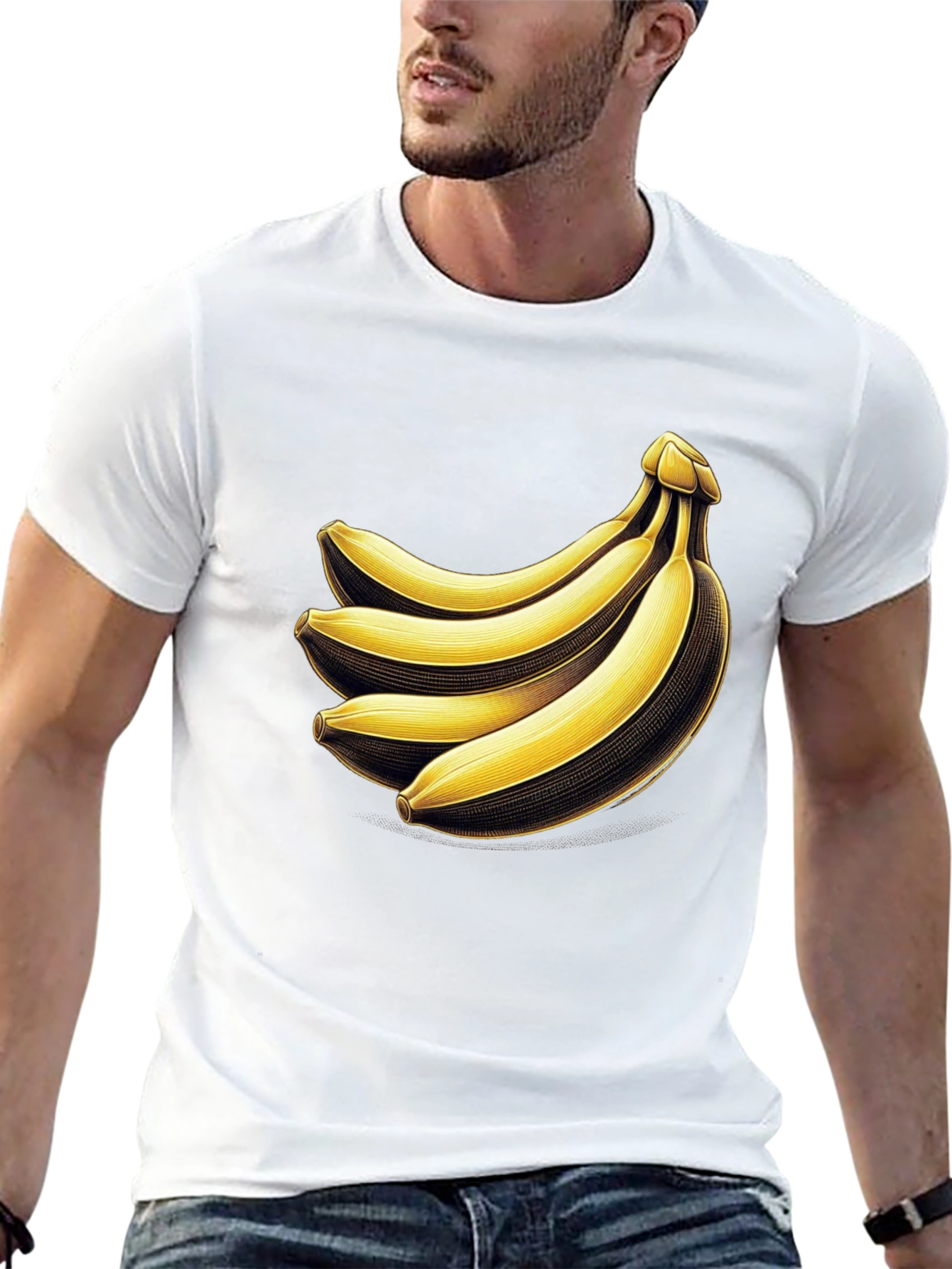Black Banana Bunch Graphic Tee - Quirky Unisex T-Shirt view 13