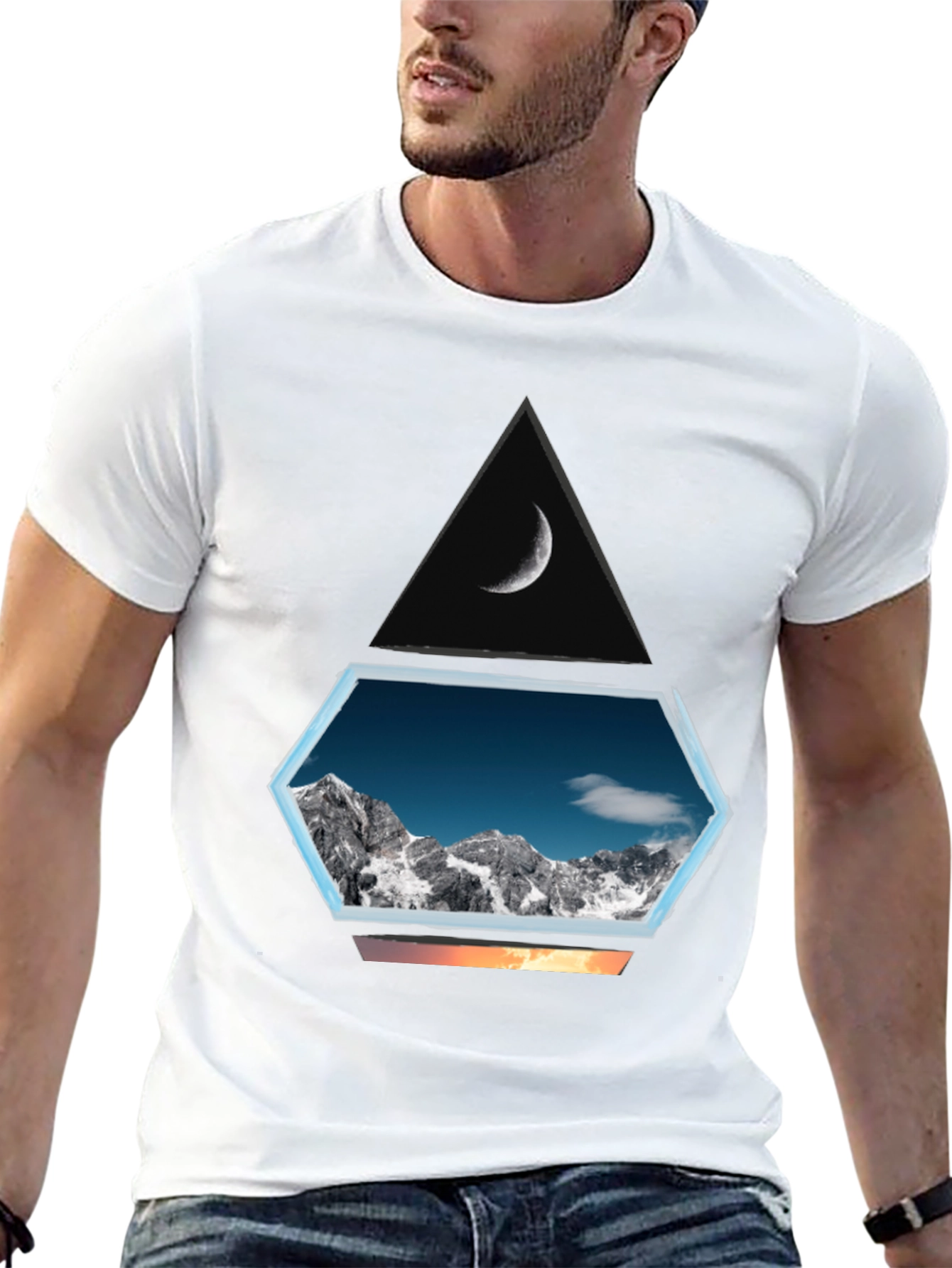 Black Mountainscape Graphic Tee - Black Cotton Blend view 13