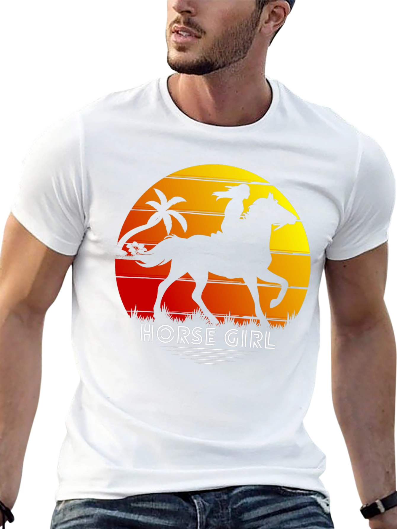 Black Horse Girl Sunset Graphic Tee view 13