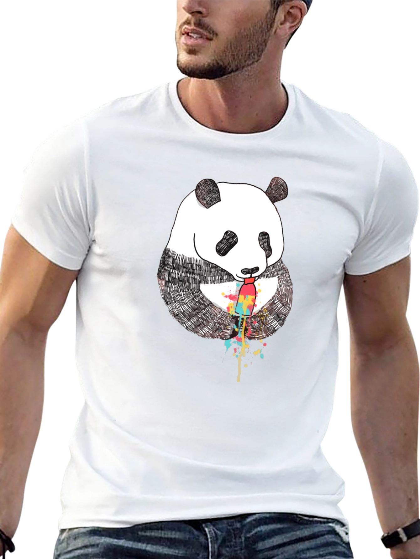 Black Panda Popsicle Graphic Tee - Black Cotton T-Shirt view 13