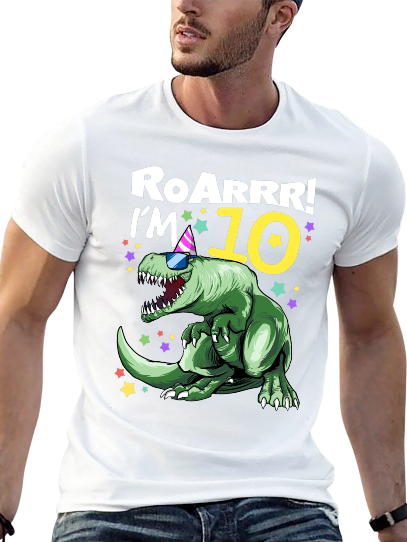 Black Roarrr! I'm 10 Dinosaur T-Shirt view 13