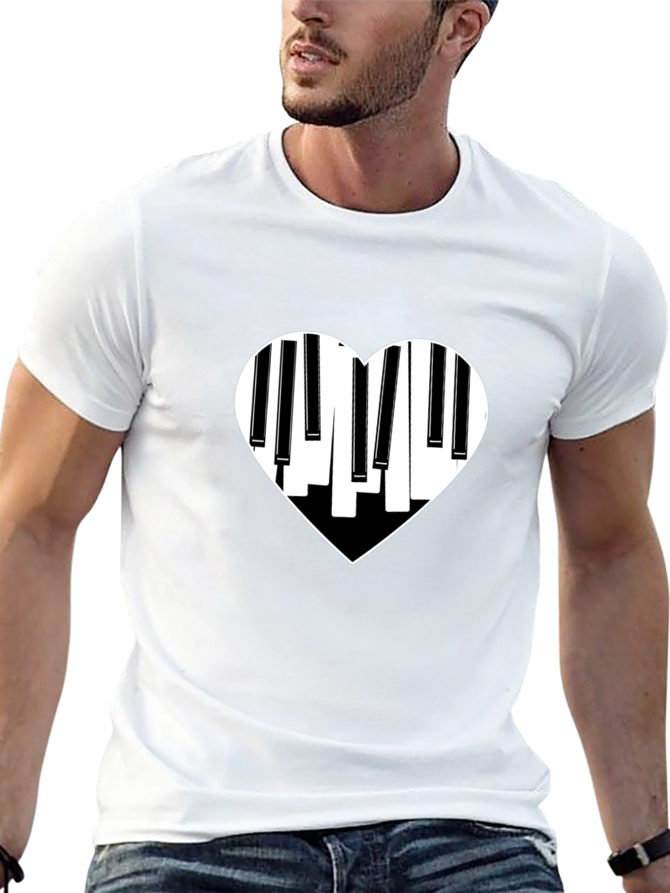 Black Piano Heart Graphic Tee - Black view 13