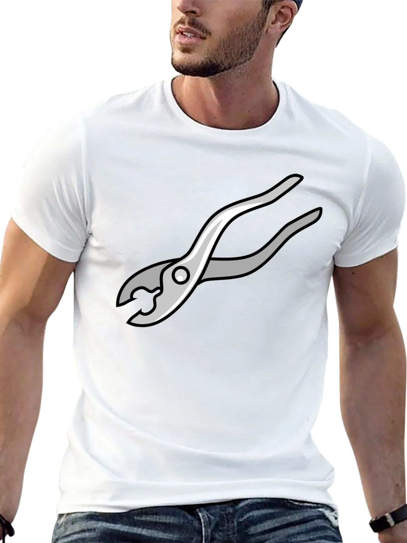 Black Novelty Pliers Graphic Black T-Shirt view 13