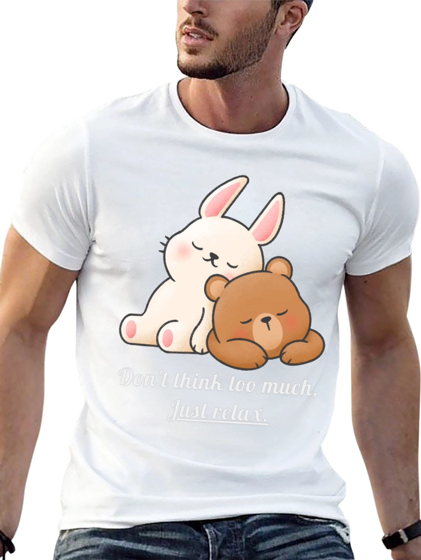 Black Relaxed Bear & Bunny Graphic Tee view 13