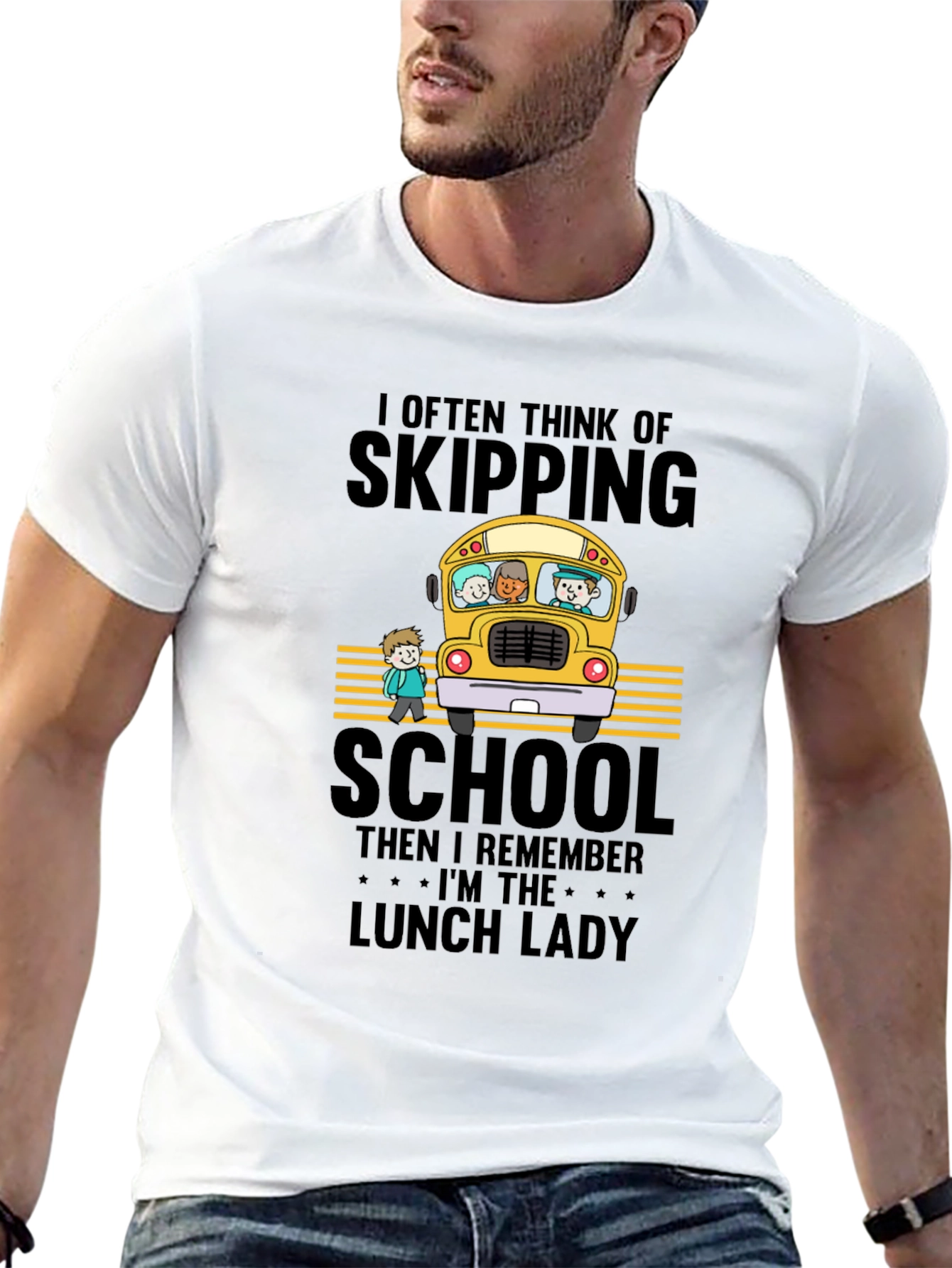 Black Lunch Lady School Bus T-Shirt view 13