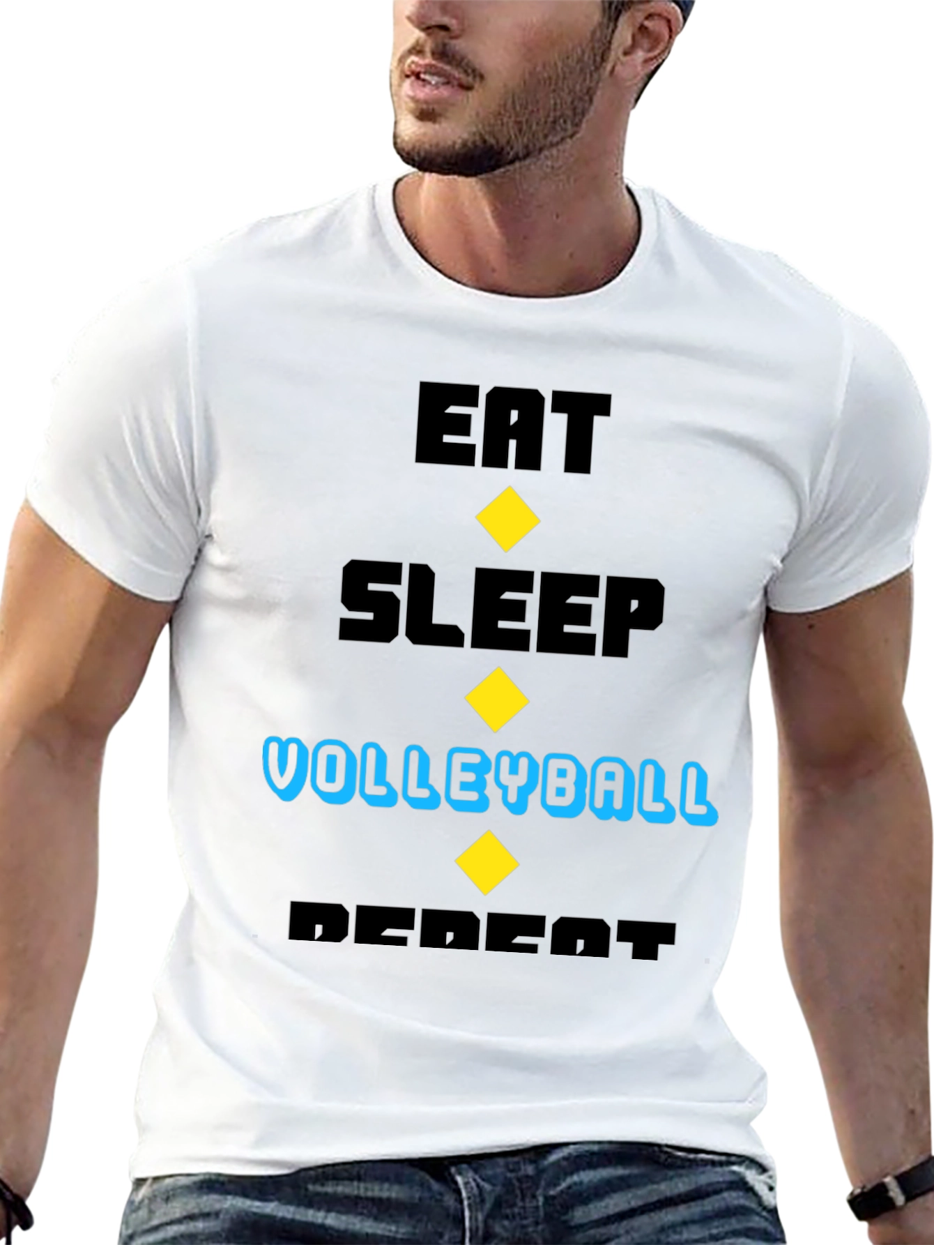Black Eat Sleep Volleyball Repeat Black T-Shirt view 13