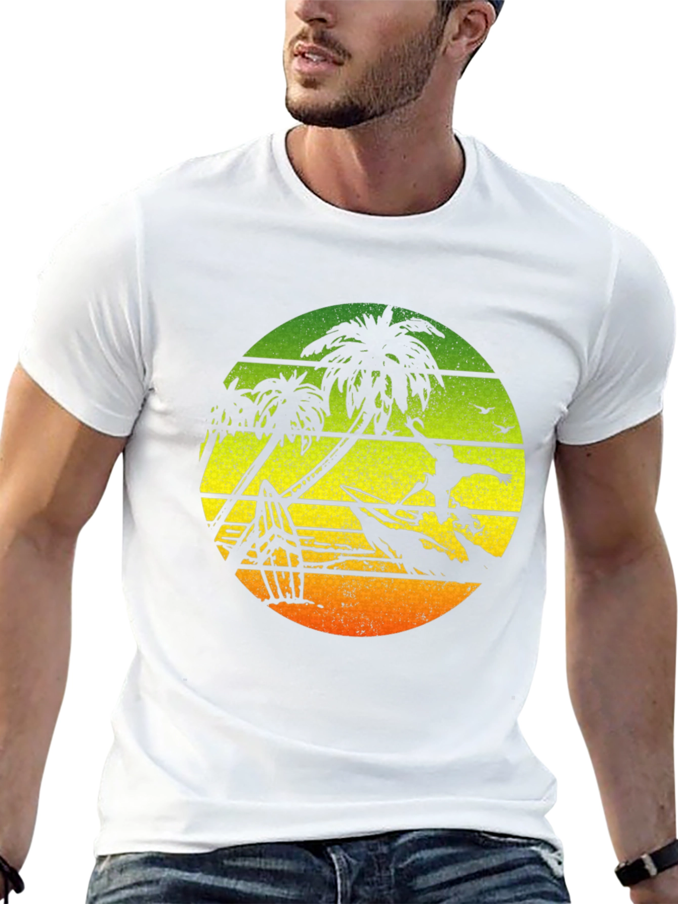 Black Surfing Palm Tree Graphic T-Shirt - Black view 13