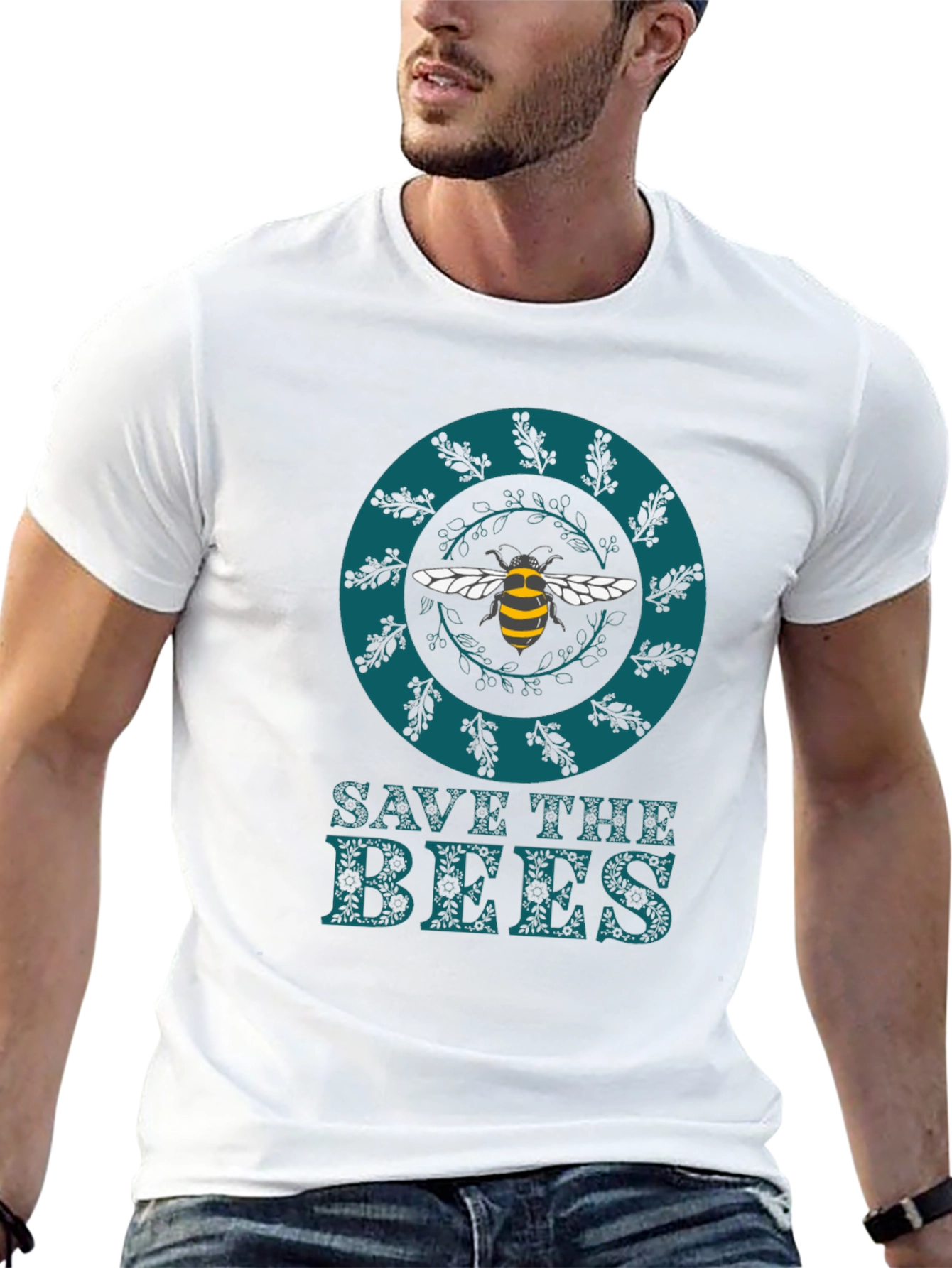 Black Save The Bees Graphic Tee - Black Cotton T-Shirt view 13