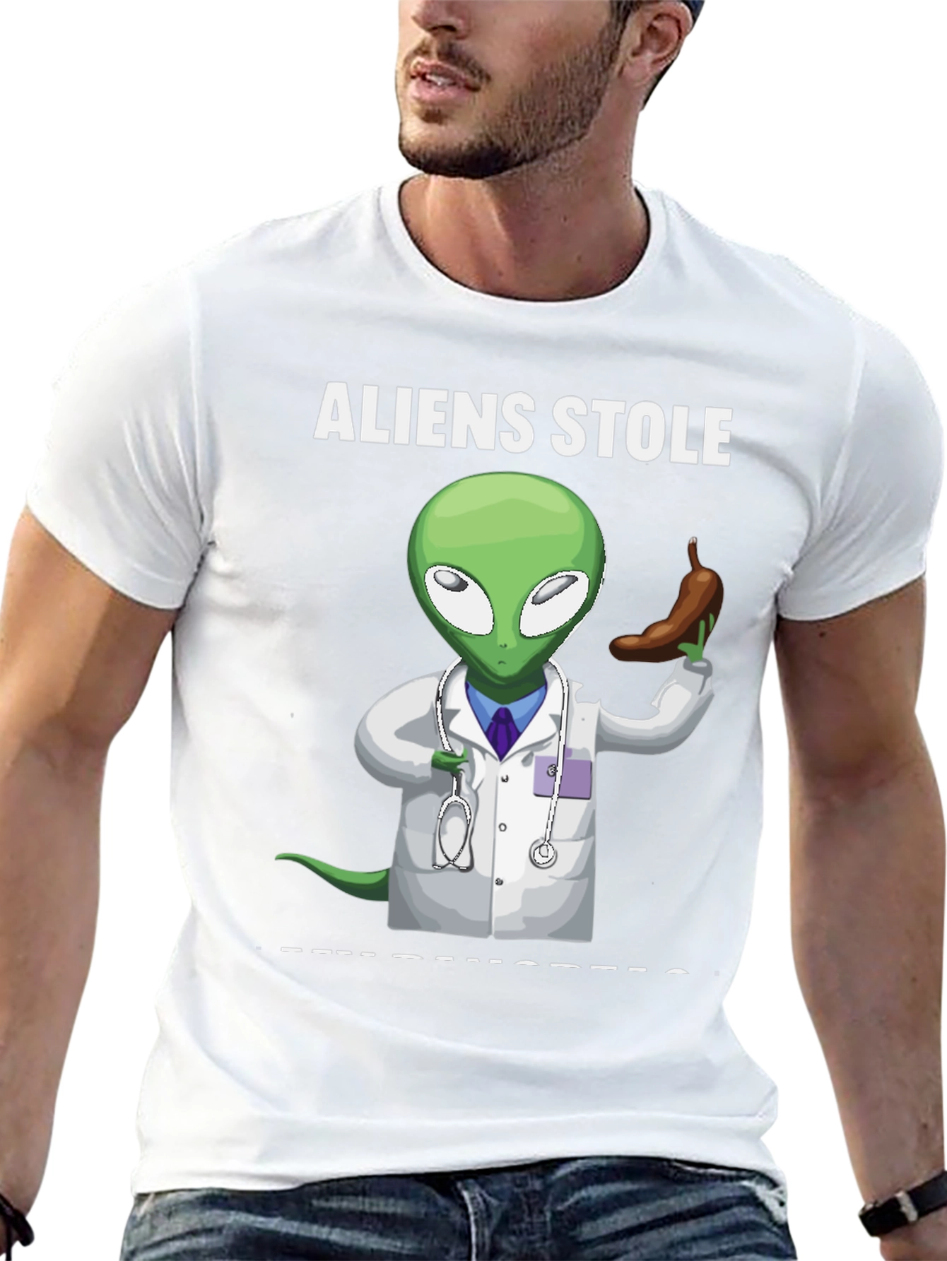 Black Aliens Stole My Pancreas Graphic T-Shirt view 13
