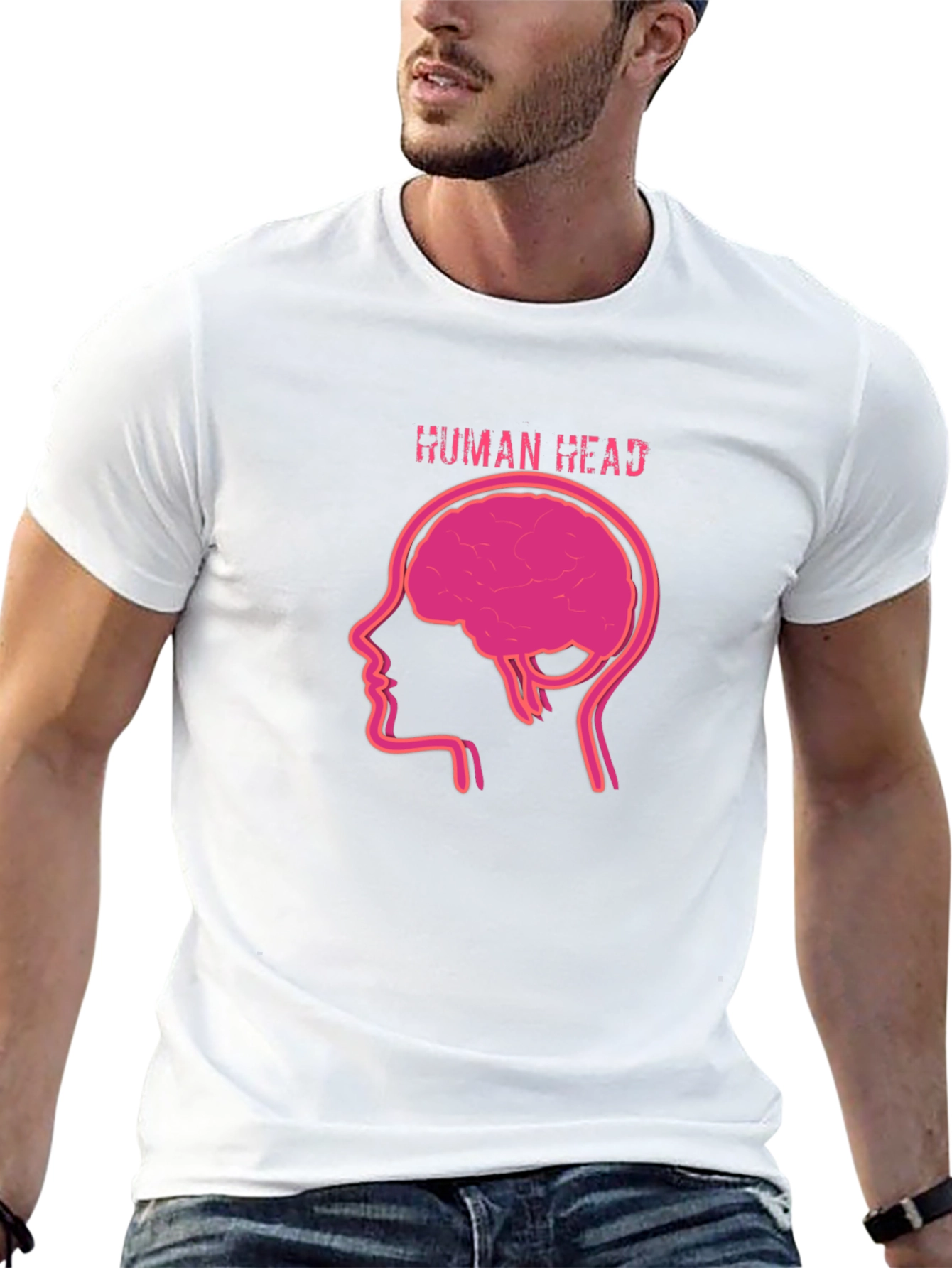 Black Human Head Brain Graphic T-Shirt - Black view 13