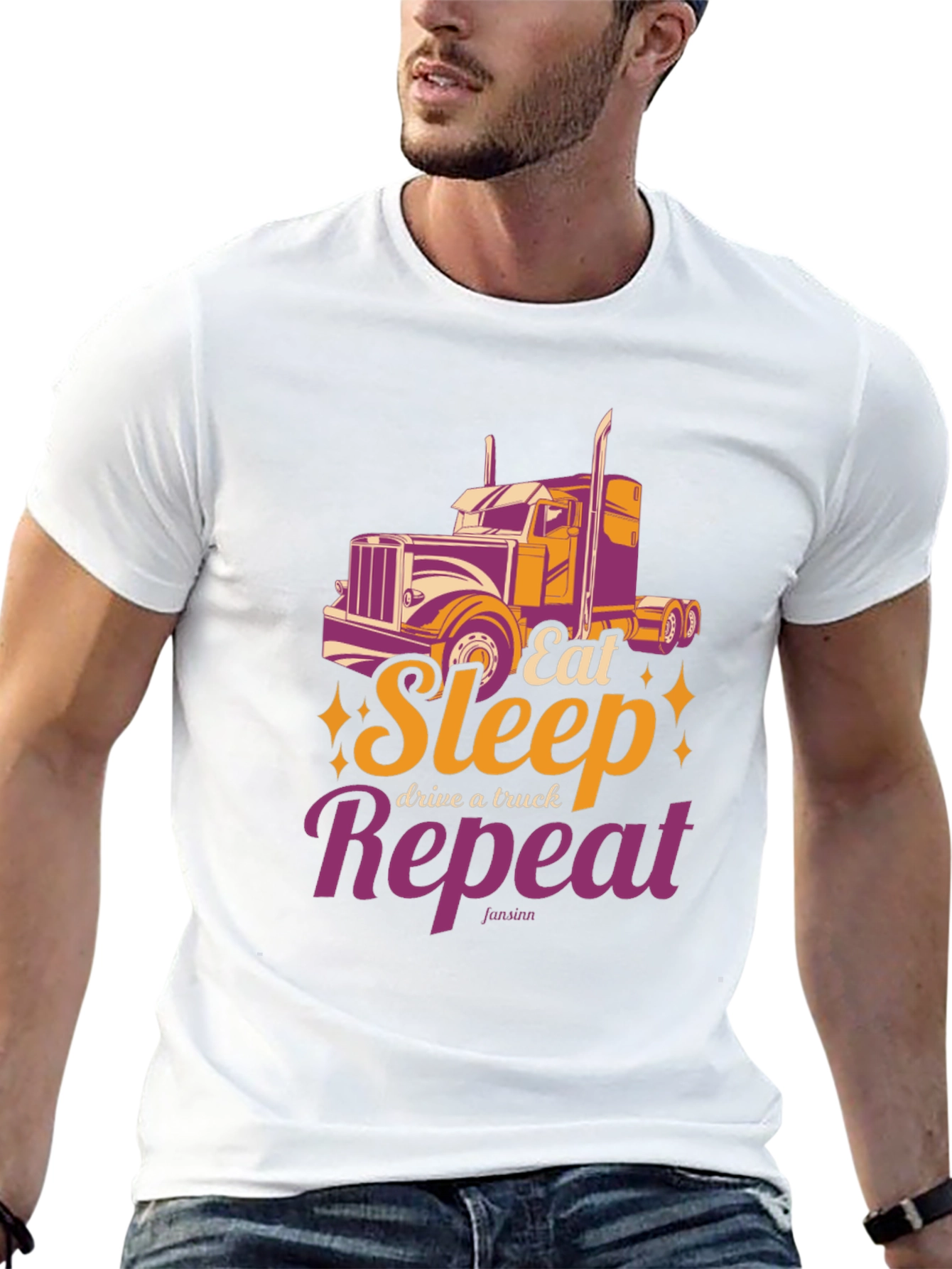 Black Trucker's T-Shirt: Eat Sleep Drive Repeat view 13