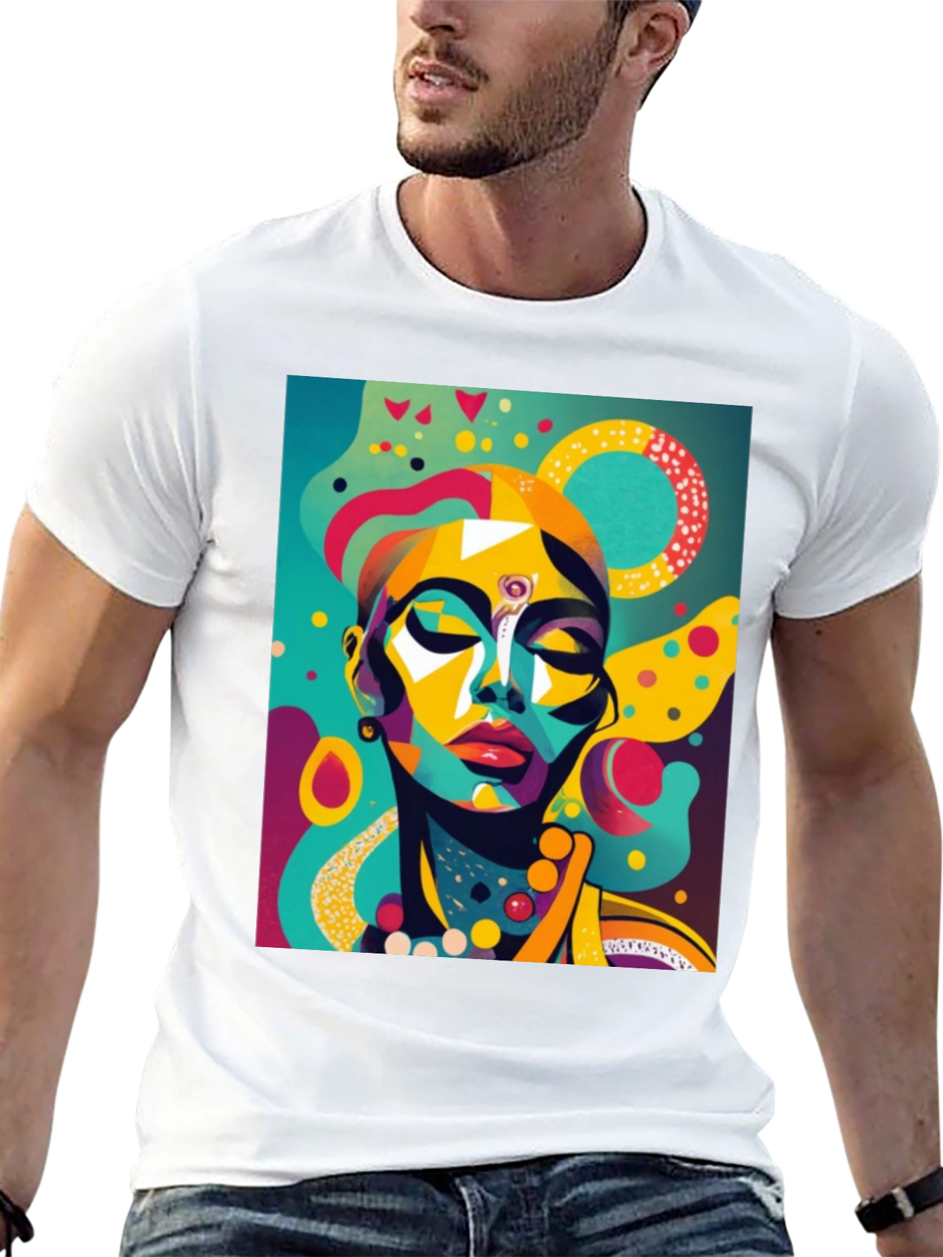 Black Abstract Art Print Tee - Modern Graphic T-Shirt view 13