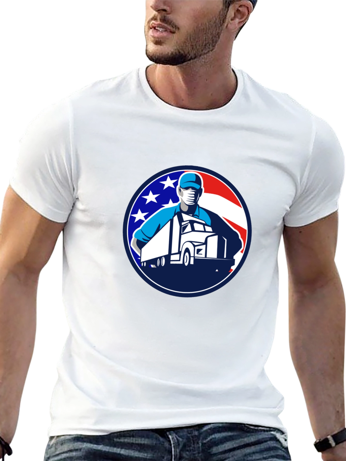 Black Trucker Pride Graphic Tee - Black Crew Neck T-Shirt view 13