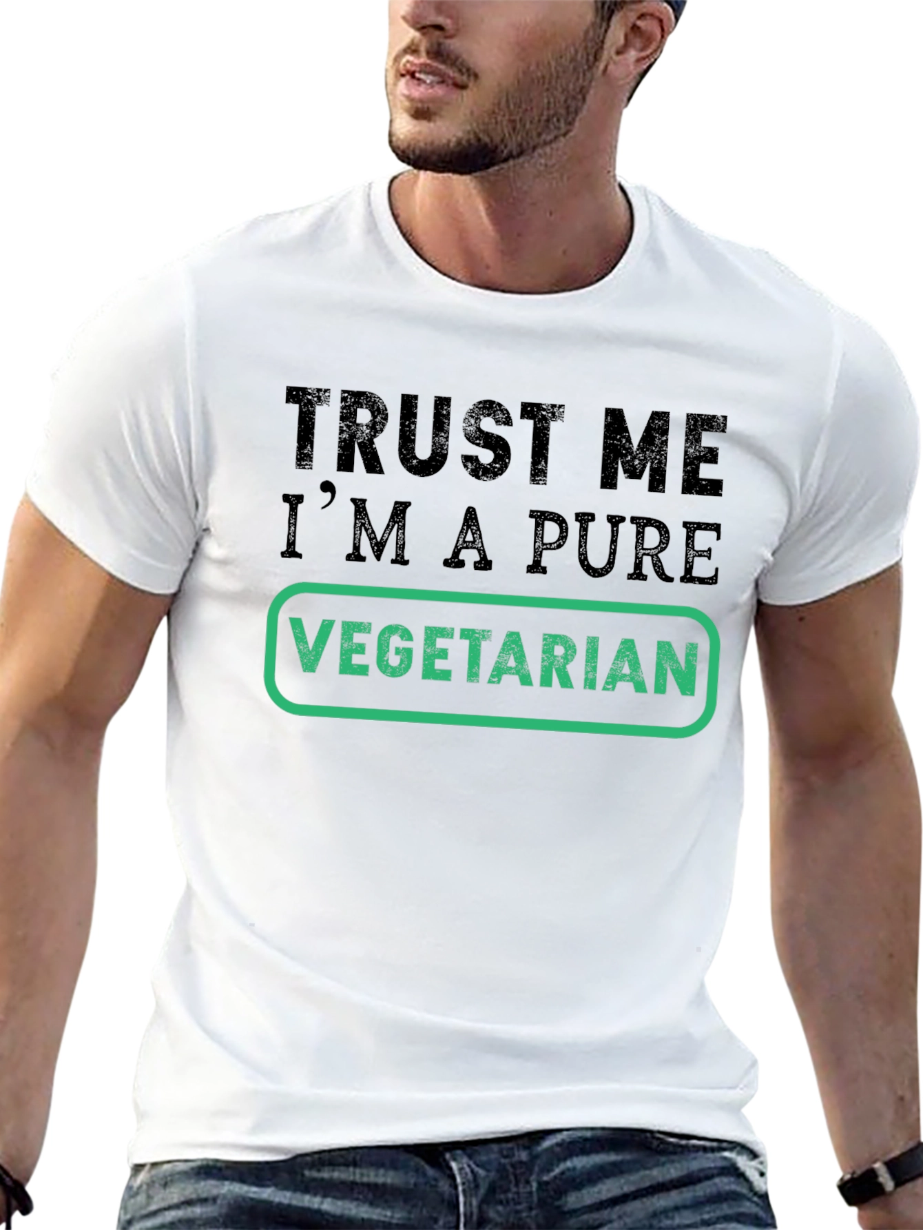 Black Trust Me I'm a Pure Vegetarian T-Shirt view 13