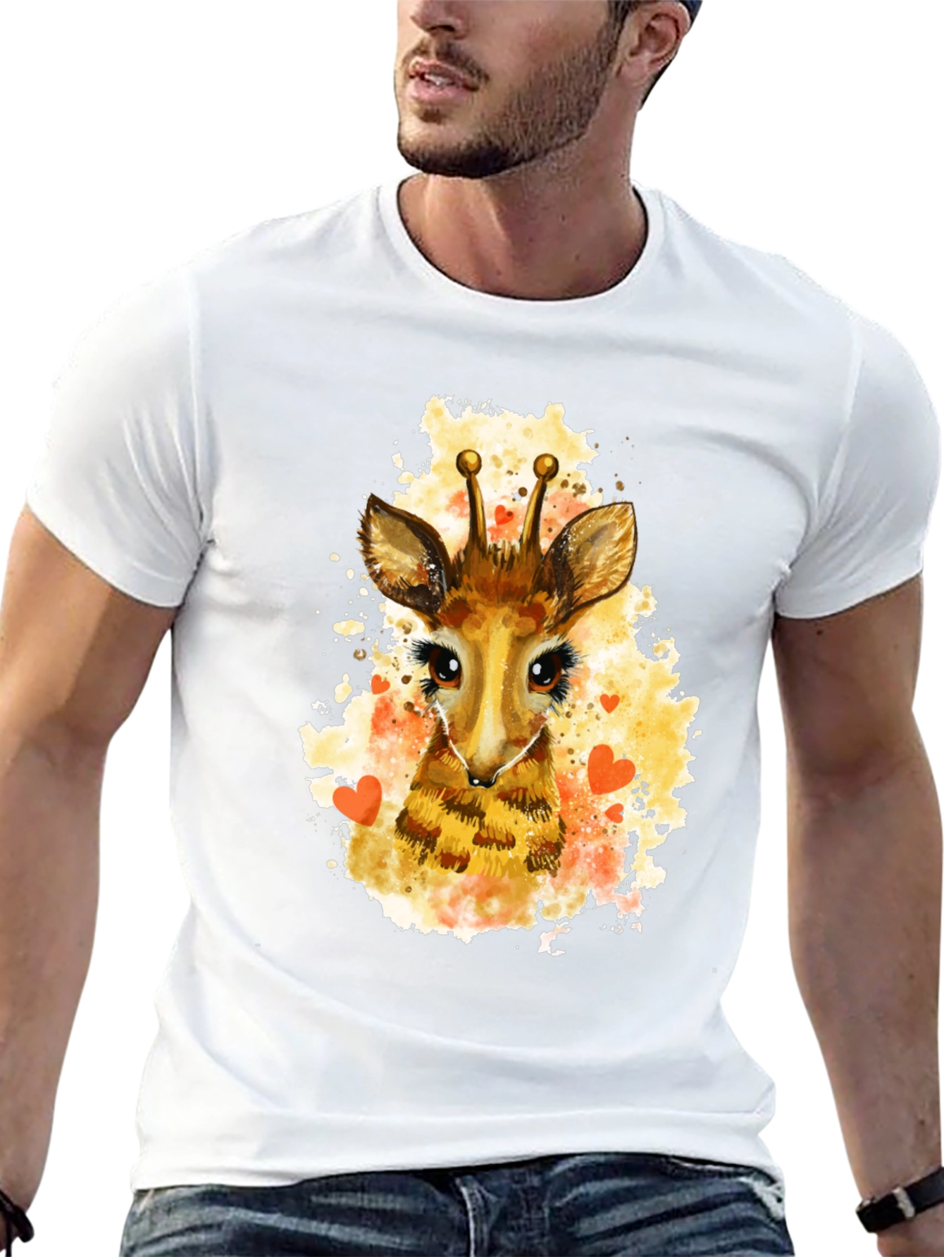 Black Giraffe Watercolor Graphic Tee view 13