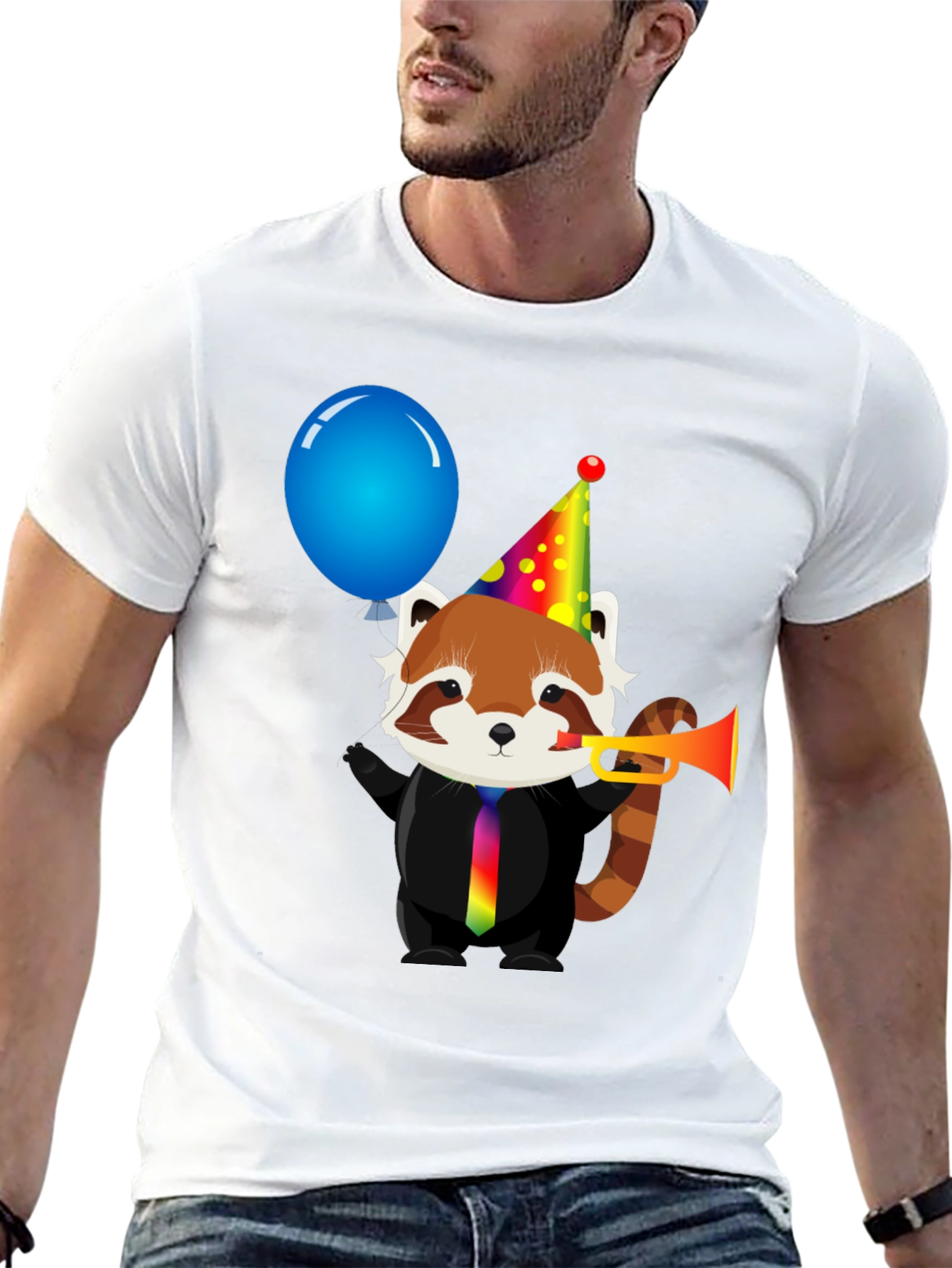 Black Party Red Panda T-Shirt - Fun & Unique Design view 13