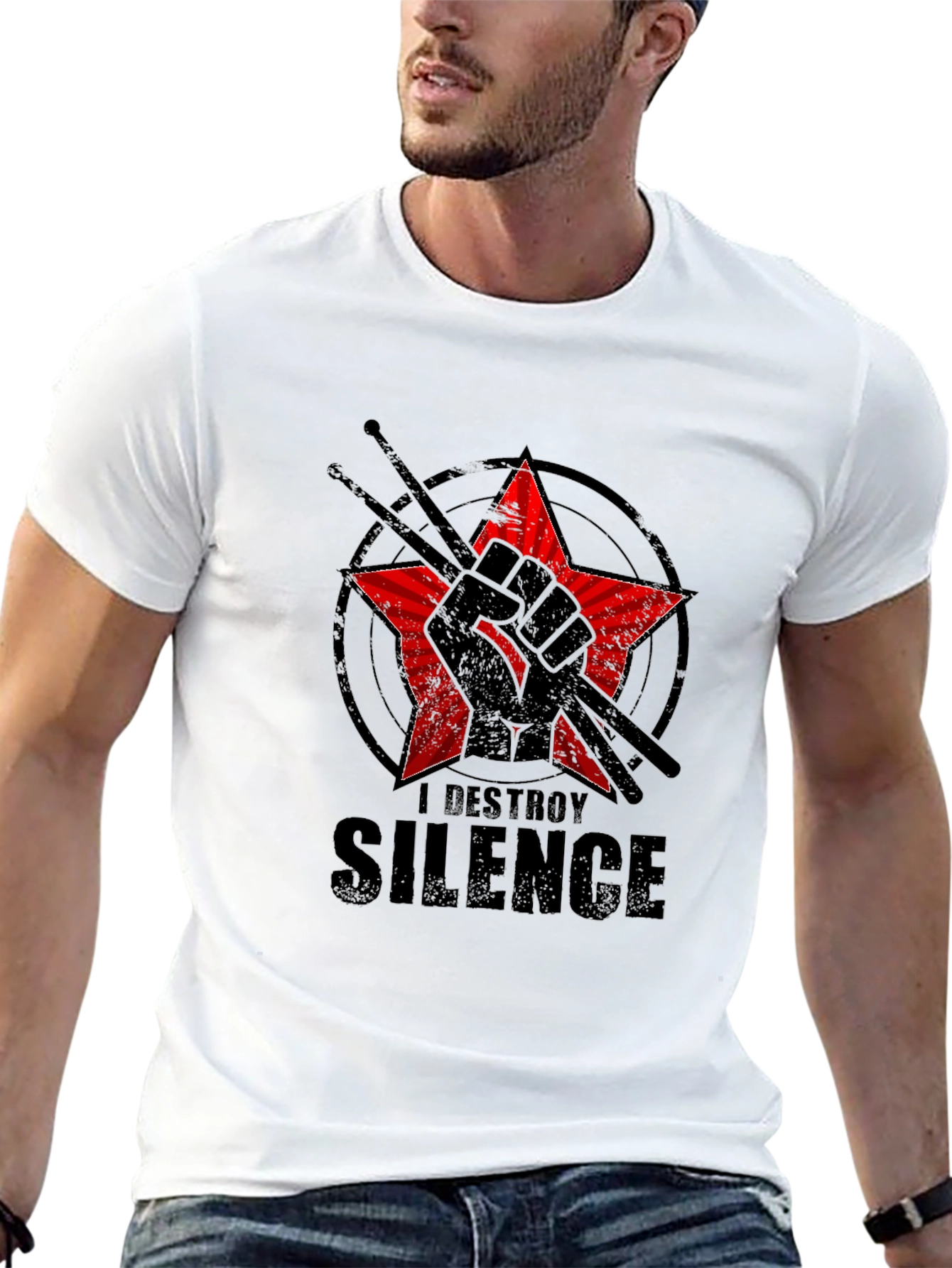 Black I Destroy Silence Graphic Tee view 13