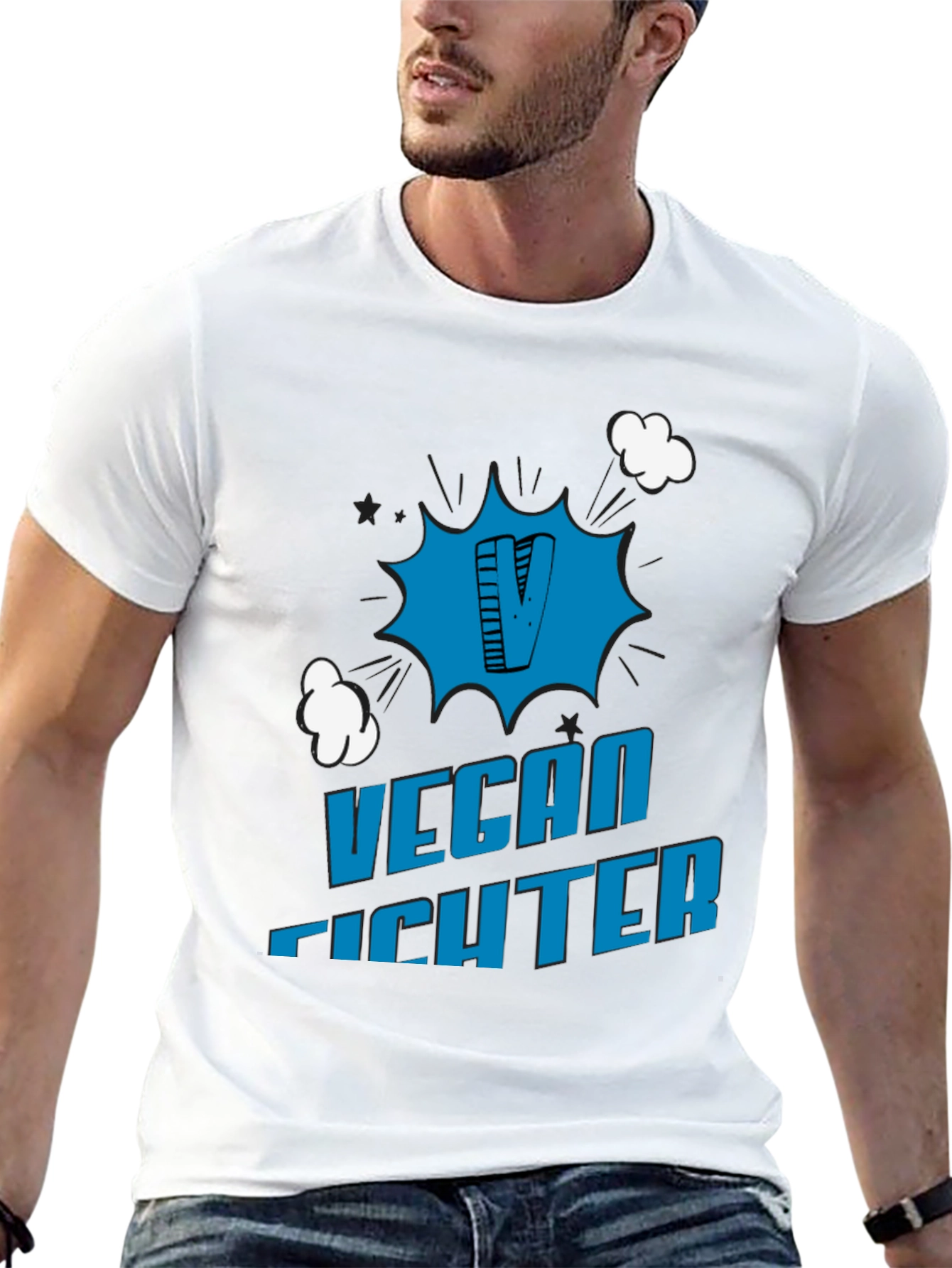Black Vegan Fighter Graphic Tee view 13