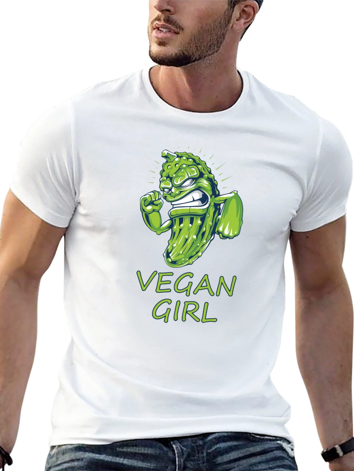 Black Vegan Girl T-Shirt Funny Pickle Design view 13