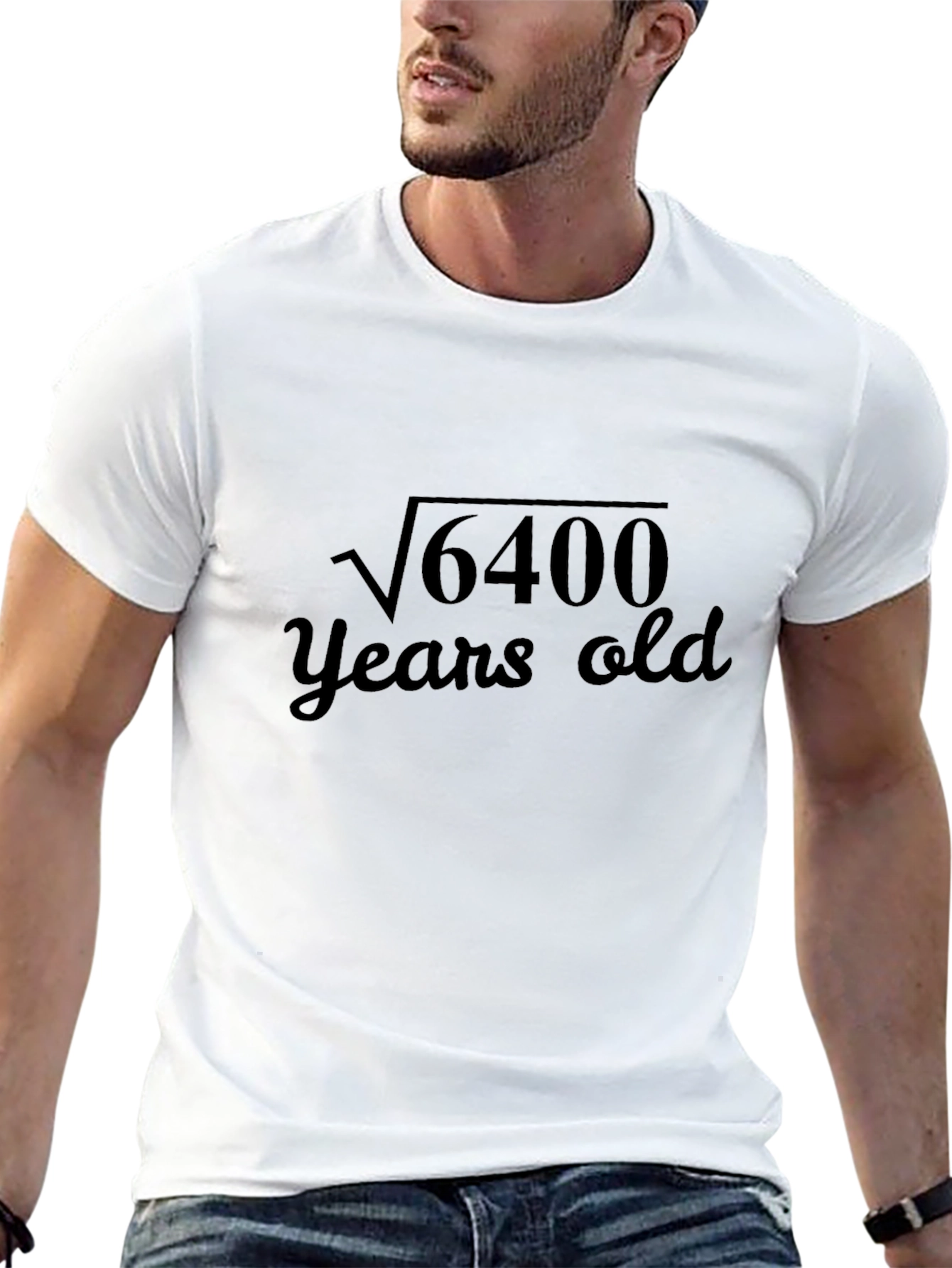 Black Funny Math Birthday T-Shirt - "6400 Years Old" view 13