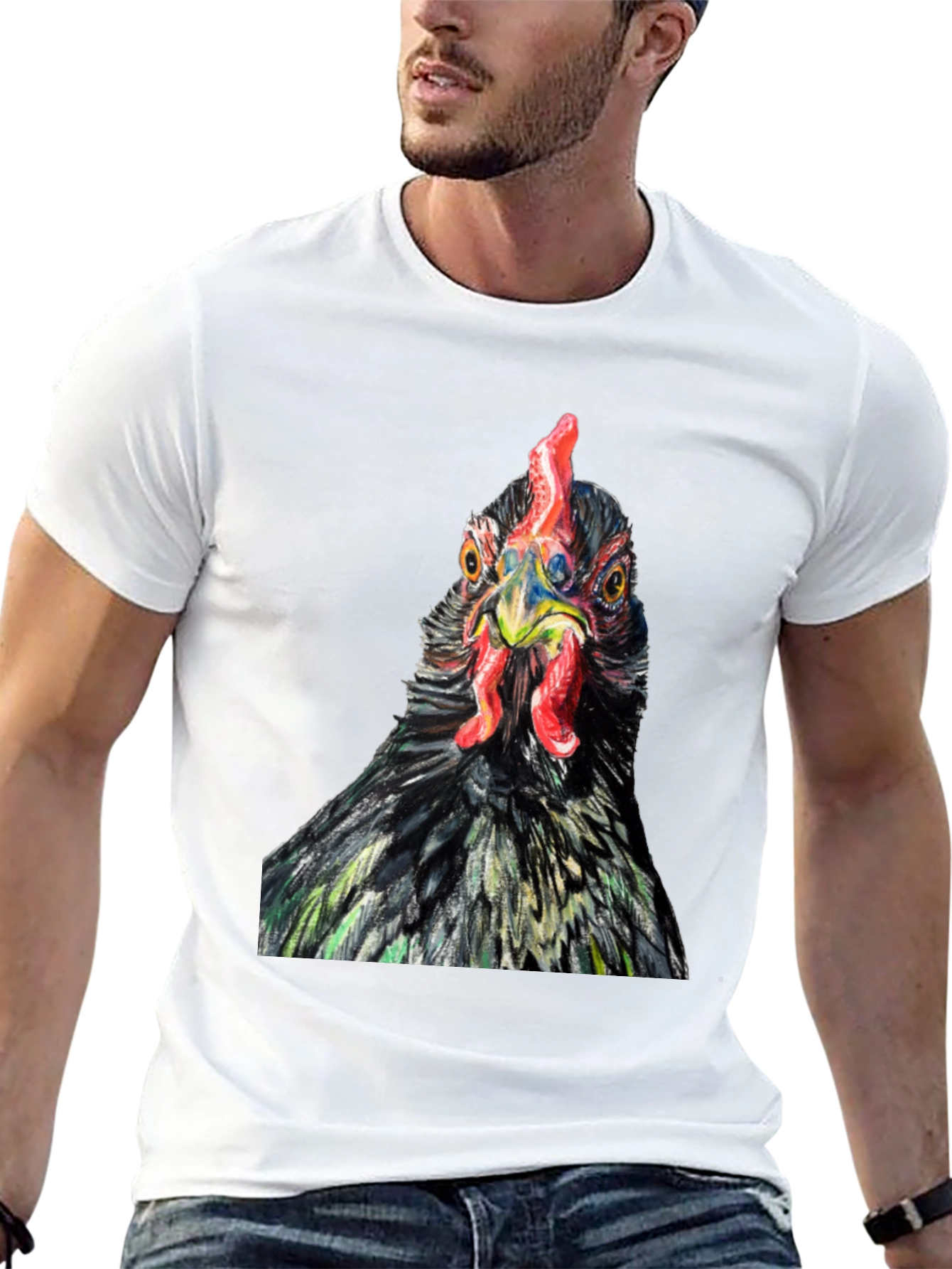 Black Chicken T-Shirt - Quirky Farm Animal Tee view 13