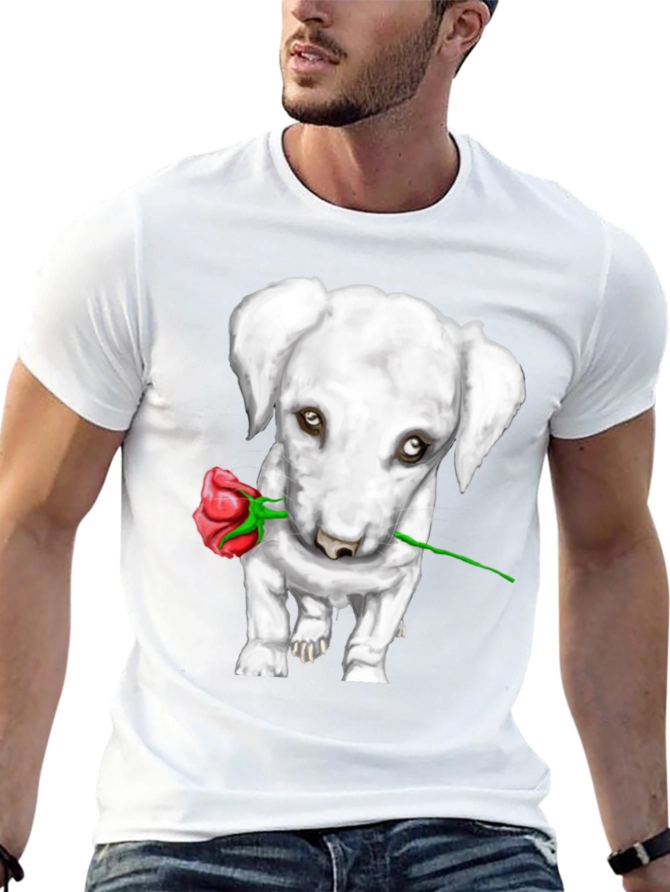 Black Dog with Rose Graphic Tee view 13