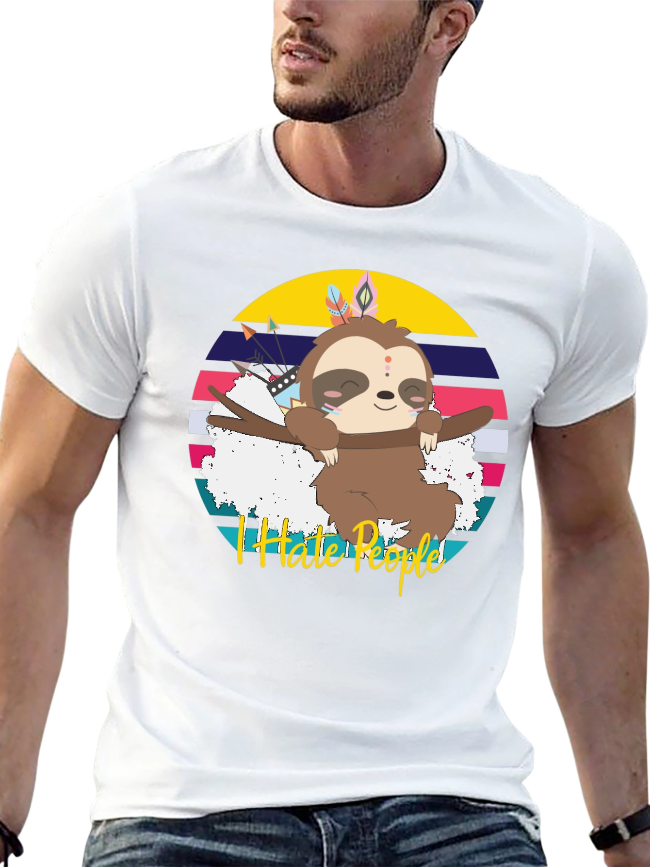 Black I Hate People Sloth Graphic T-Shirt view 13