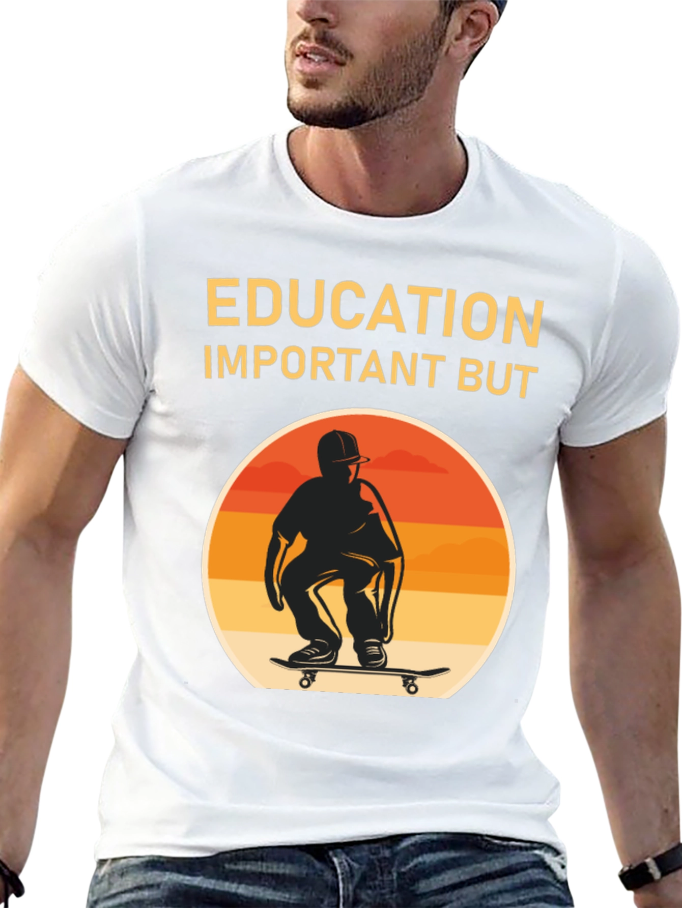 Black Education Important Skateboarder Graphic Tee view 13