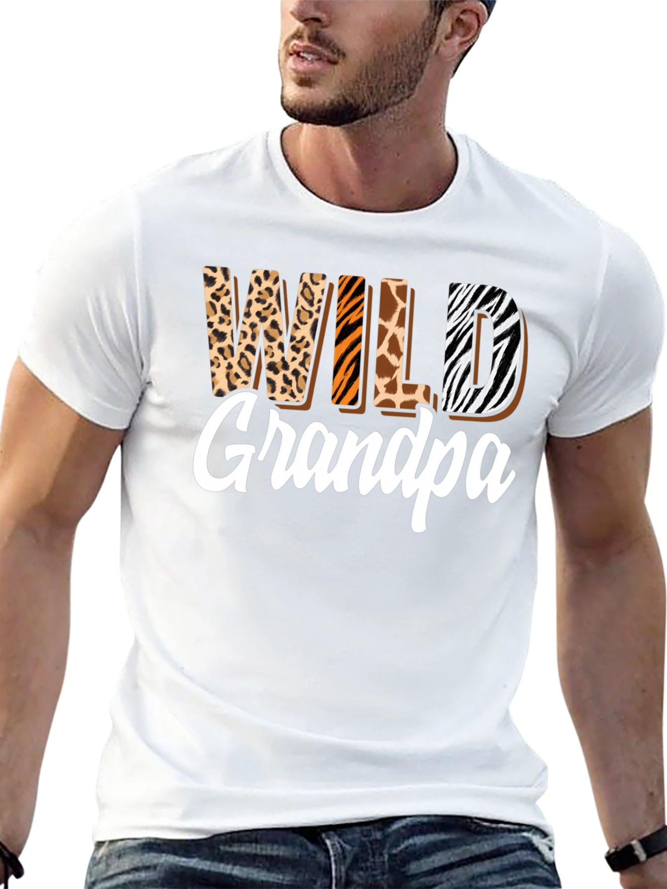 Black Wild Grandpa Animal Print T-Shirt view 13