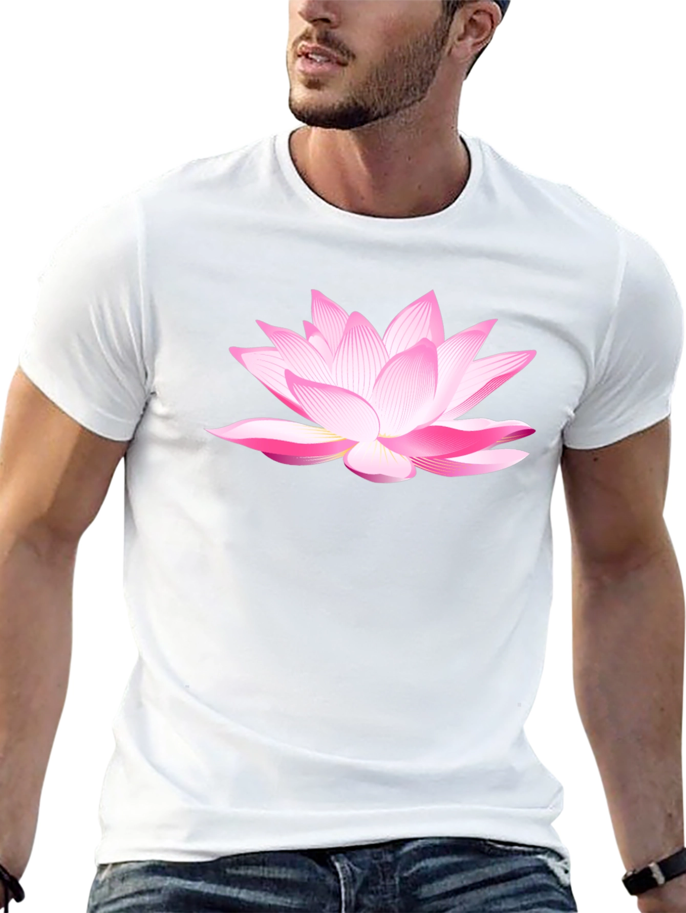 Black Lotus Flower Graphic T-Shirt - Black Cotton Blend view 13