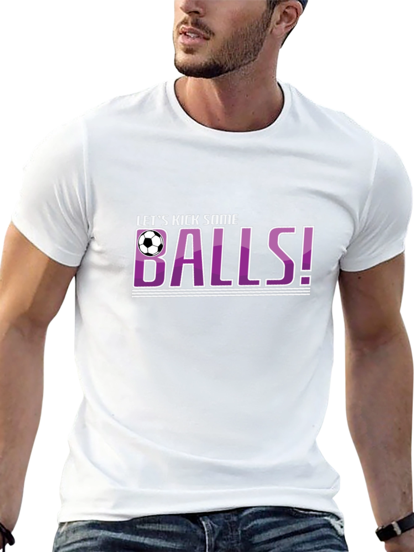 Black Let's Kick Some Balls T-Shirt - Soccer Novelty Tee view 13