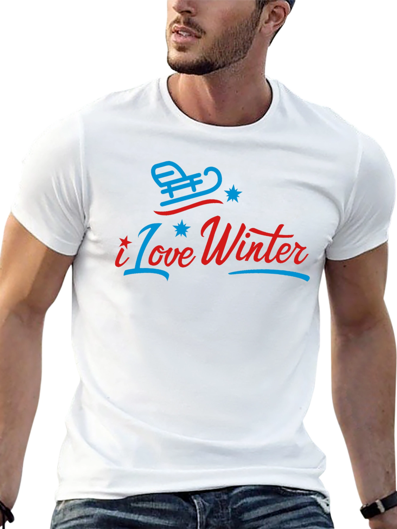 Black I Love Winter Graphic T-Shirt view 13
